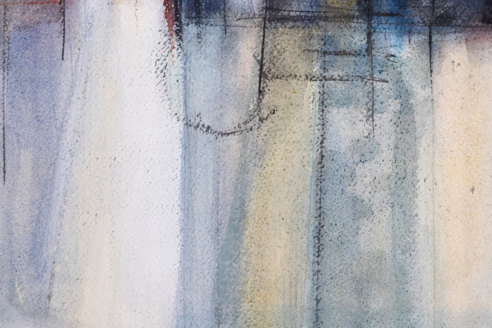 Mid Century Modern Skyline Cityscape Abstract Expressionism Oil Painting - Thumbnail 5