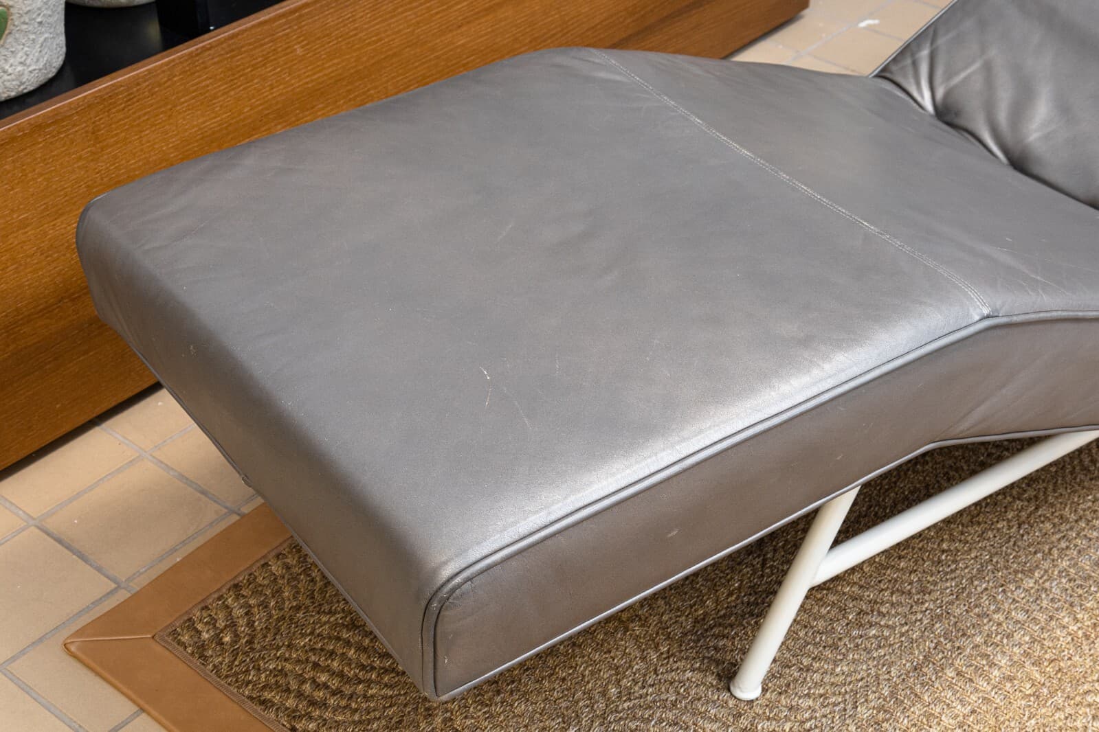 Vintage Milo Baughman for Thayer Coggin Grey Leather Fred Chaise Lounge Chair - Thumbnail 7