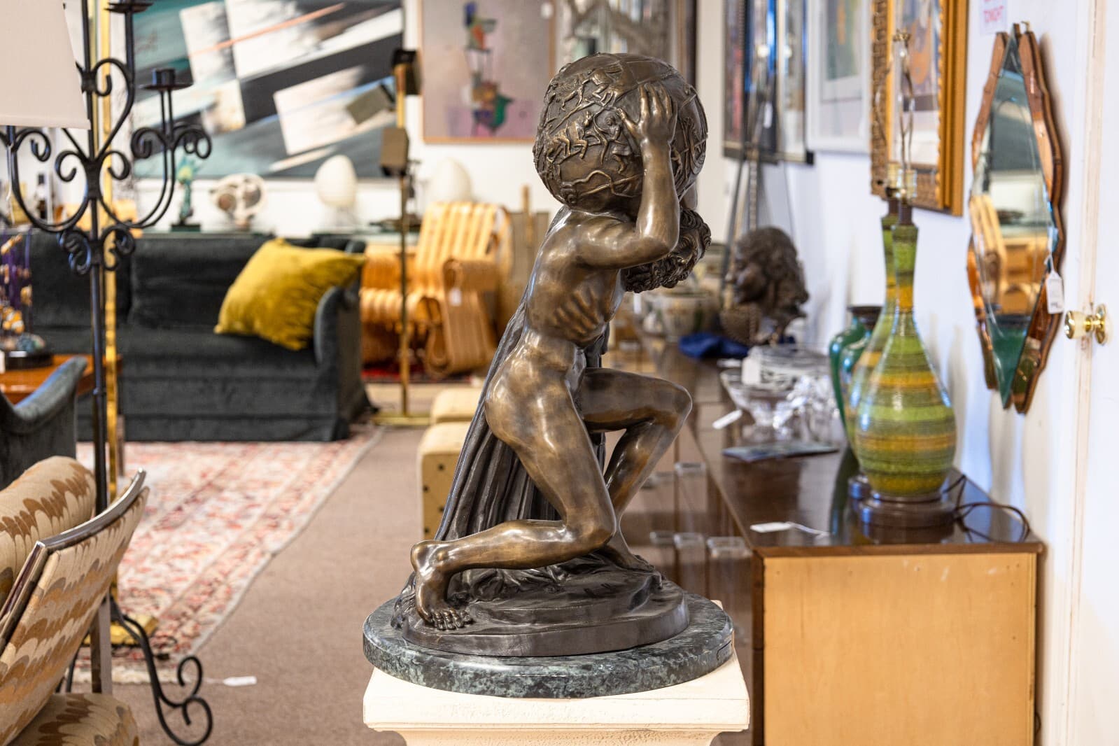 Claude Michel Clodion After Altlas Bronze Figurative Sculpture 1890s - Thumbnail 4