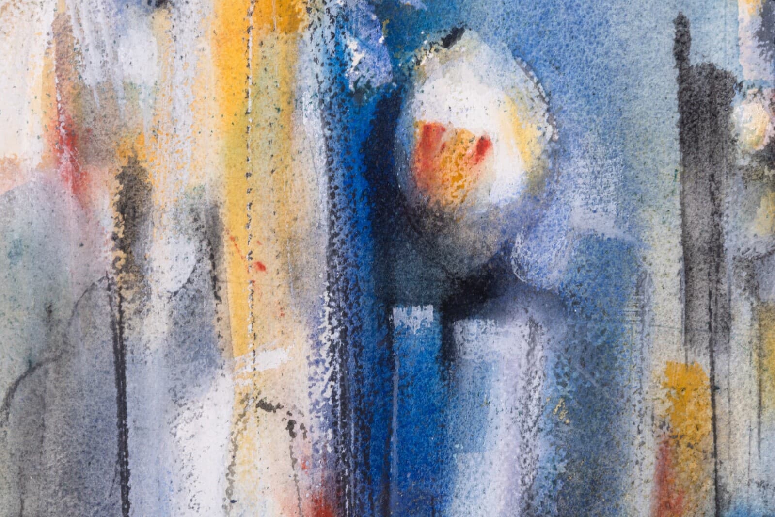 Mid Century Modern Skyline Cityscape Abstract Expressionism Oil Painting - Thumbnail 6