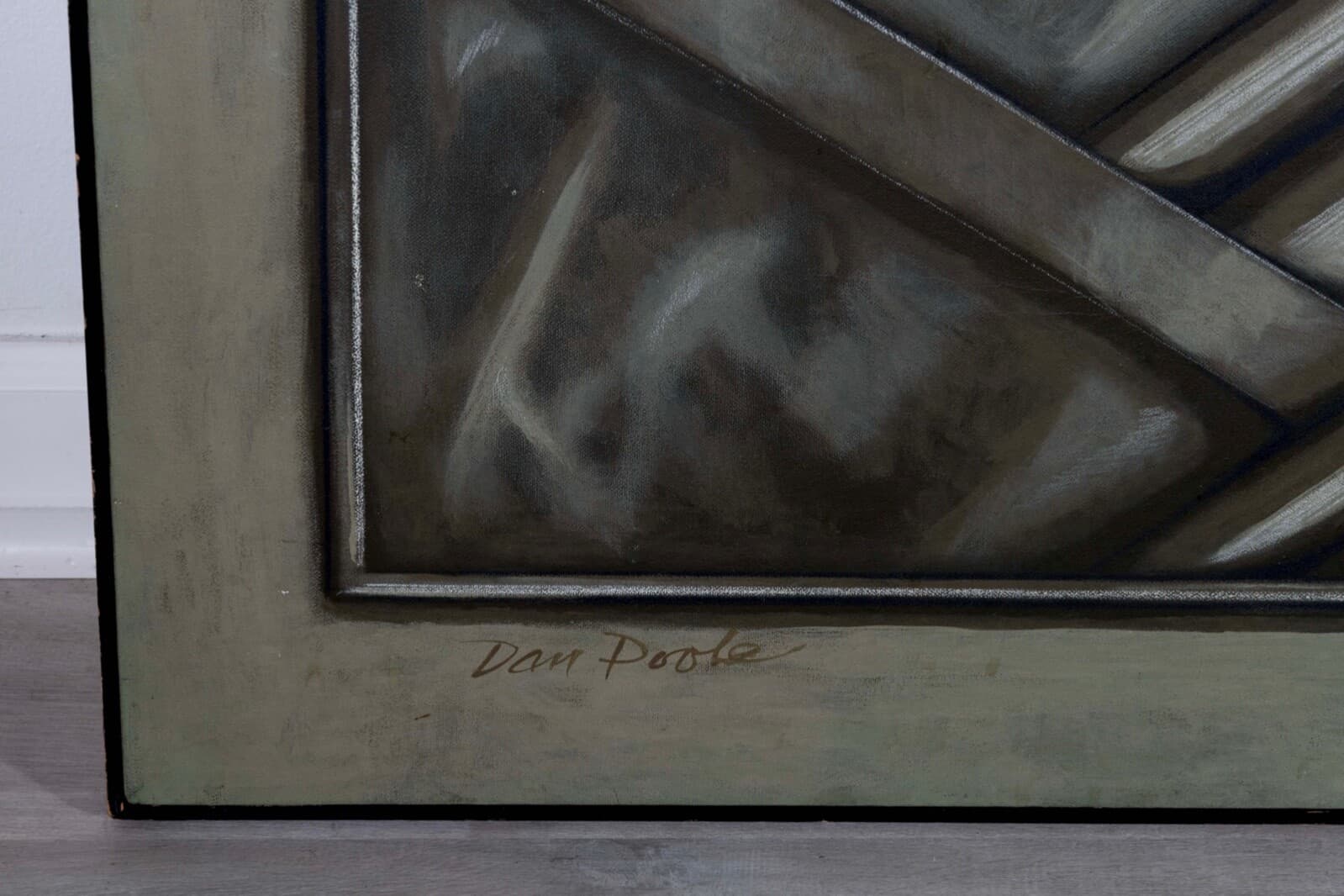 Dan Poole Deco Panel Signed 1984 Acrylic Contemporary Painting on Canvas Framed - Thumbnail 5