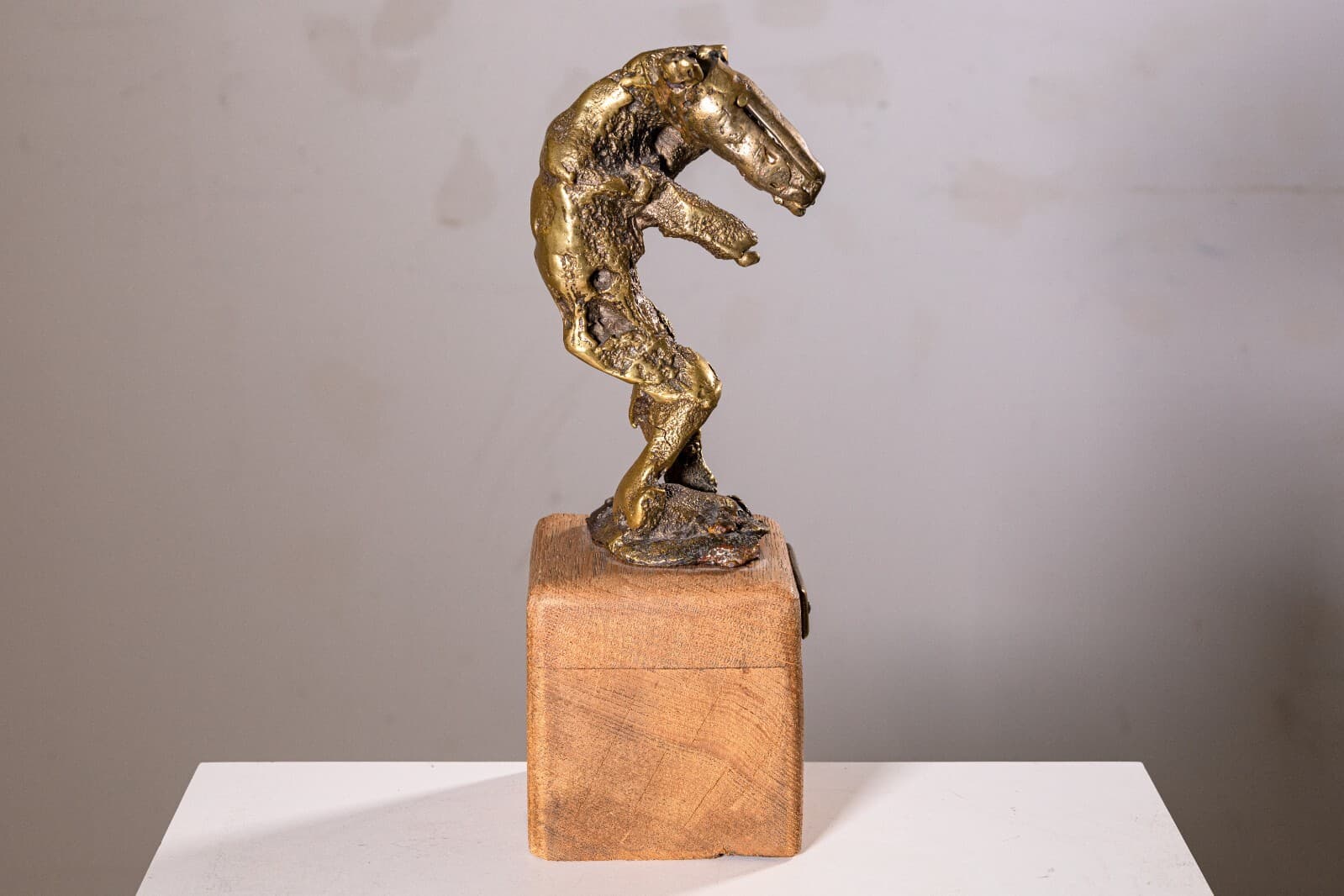 Fu Vintage Bronze Abstract Sculpture on Wood Base - Thumbnail 5