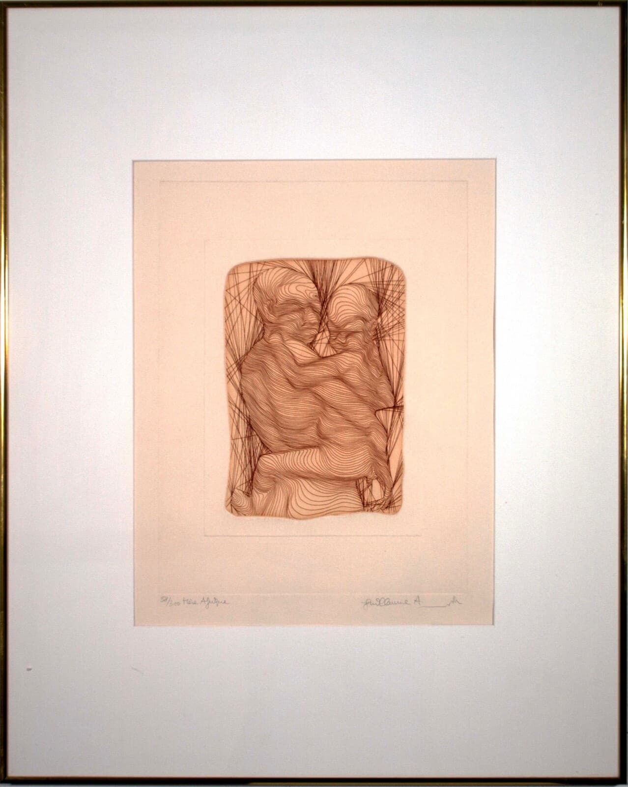 Guillaume Azoulay Mere Afrique Signed Modern Etching on Paper 58/300 Framed 1977 - Thumbnail 2