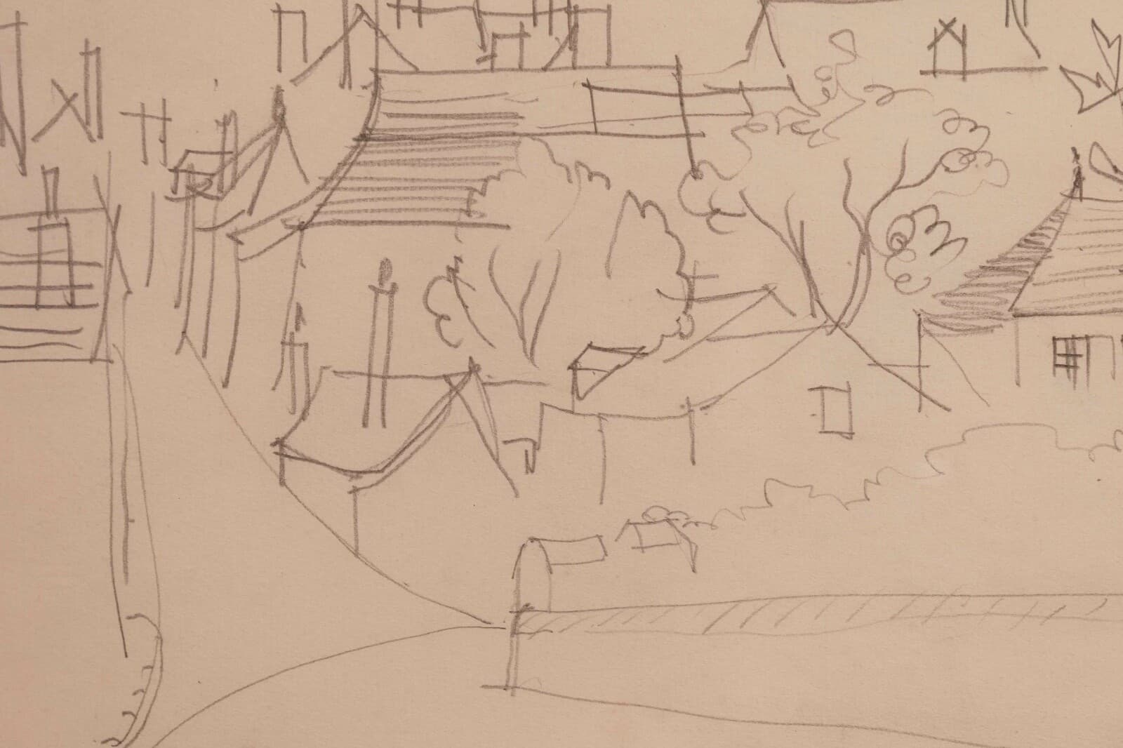 Jean Dufy Signed Untitled Neighborhood Drawing Graphite on Paper - Thumbnail 7