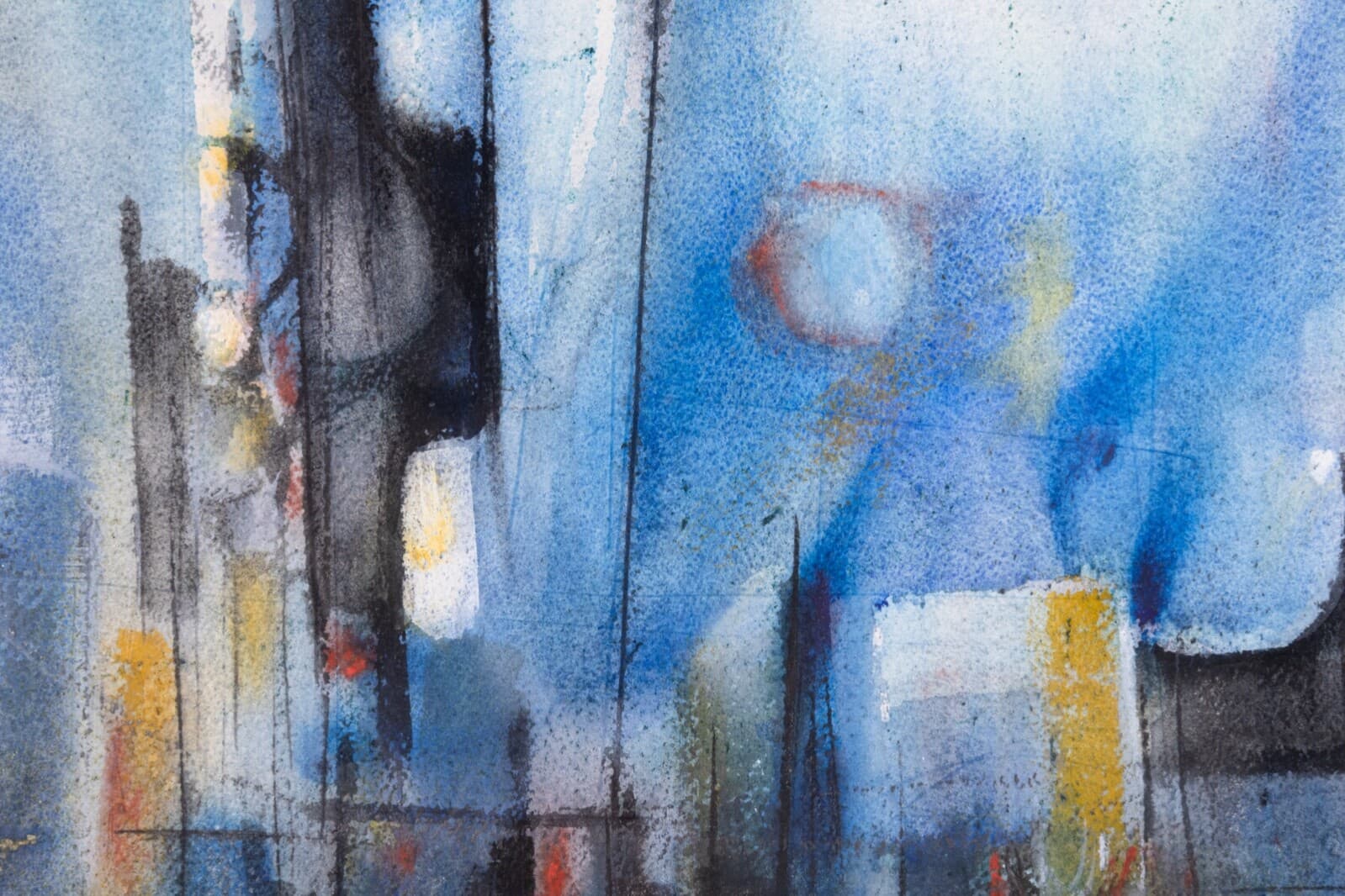 Mid Century Modern Skyline Cityscape Abstract Expressionism Oil Painting - Thumbnail 7