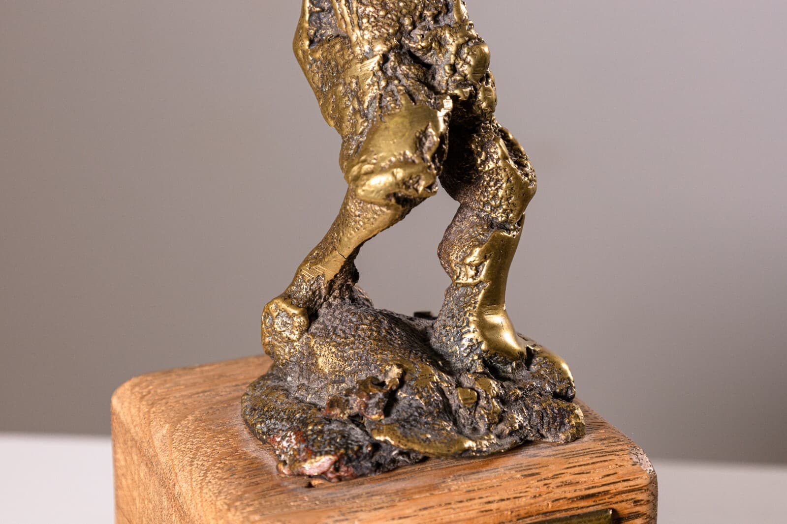 Fu Vintage Bronze Abstract Sculpture on Wood Base - Thumbnail 8