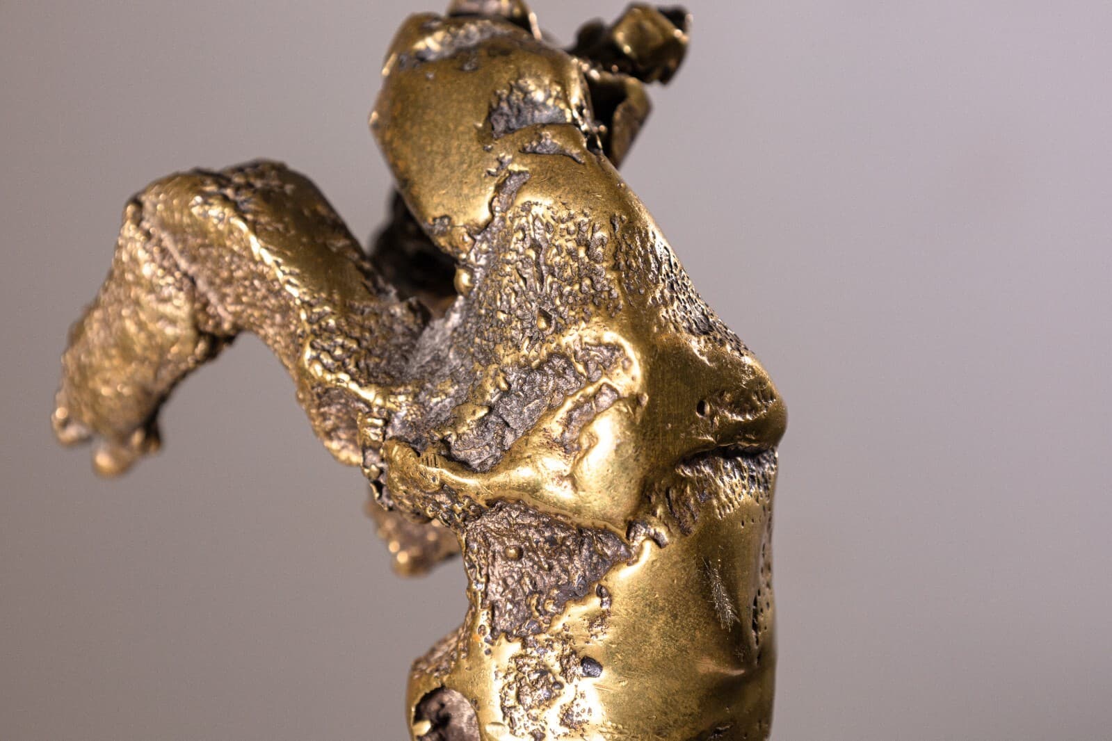Fu Vintage Bronze Abstract Sculpture on Wood Base - Thumbnail 7