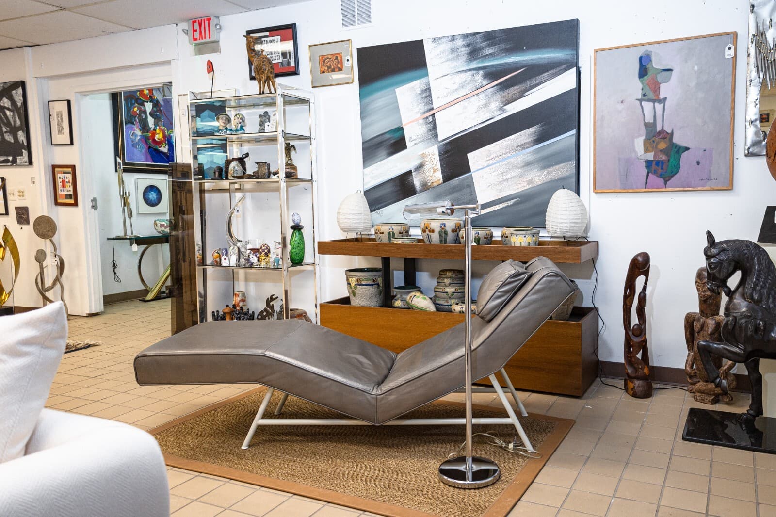 Vintage Milo Baughman for Thayer Coggin Grey Leather Fred Chaise Lounge Chair - Thumbnail 4