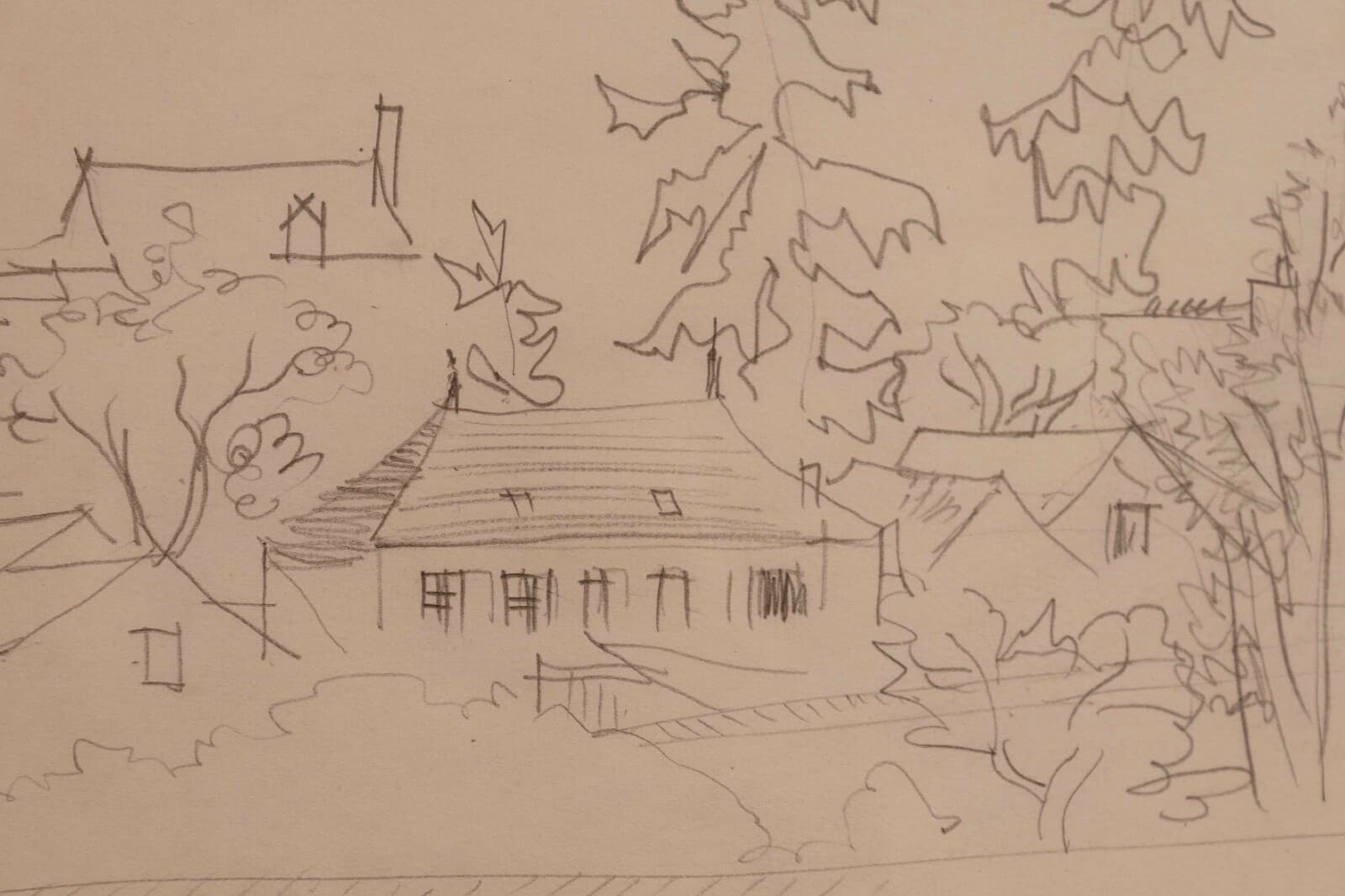 Jean Dufy Signed Untitled Neighborhood Drawing Graphite on Paper - Thumbnail 4