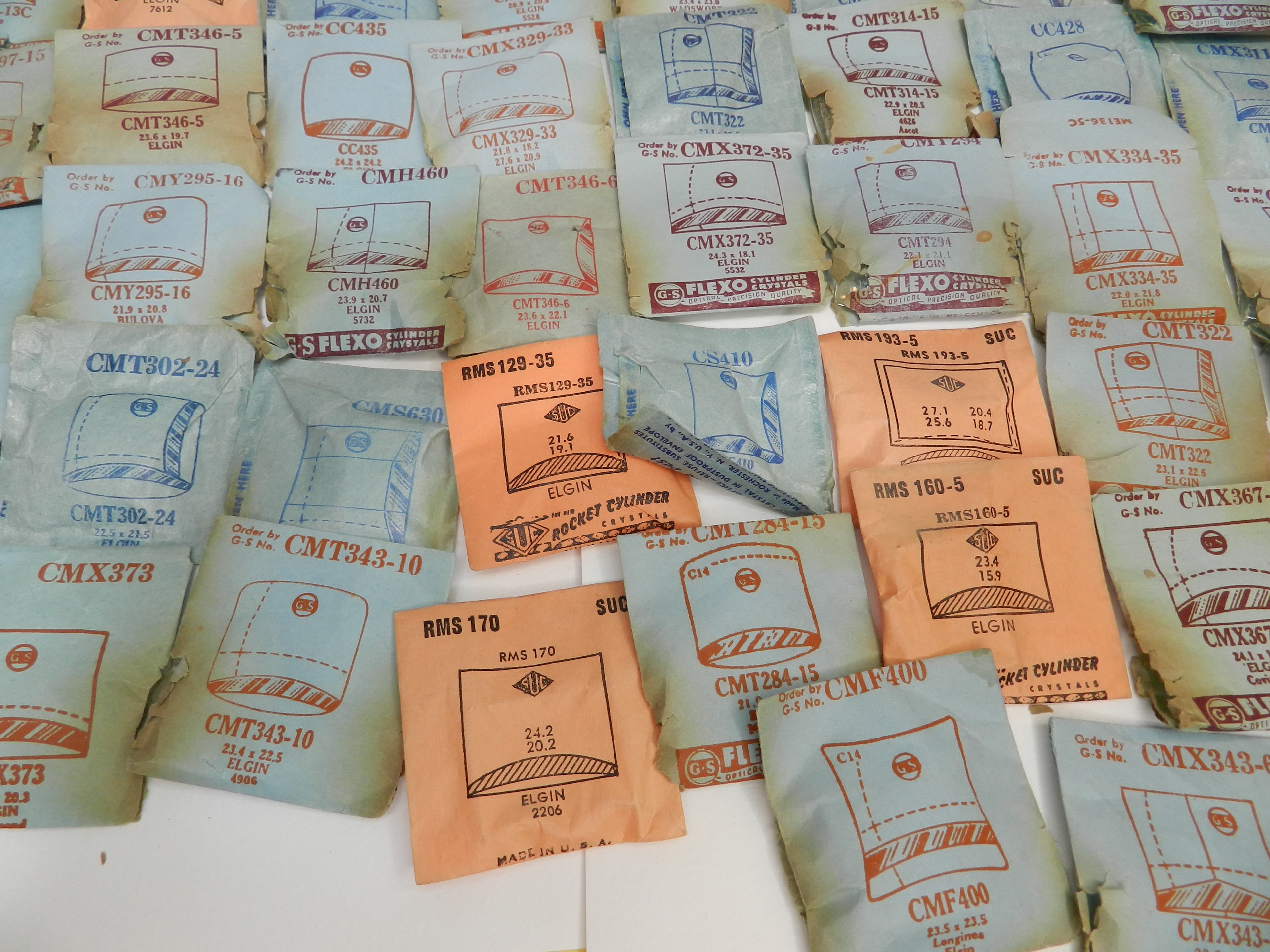 75 Vintage New Old Stock Watchmakers Mens Elgin Crystal Watch Face Lot (O43J) - Thumbnail 5