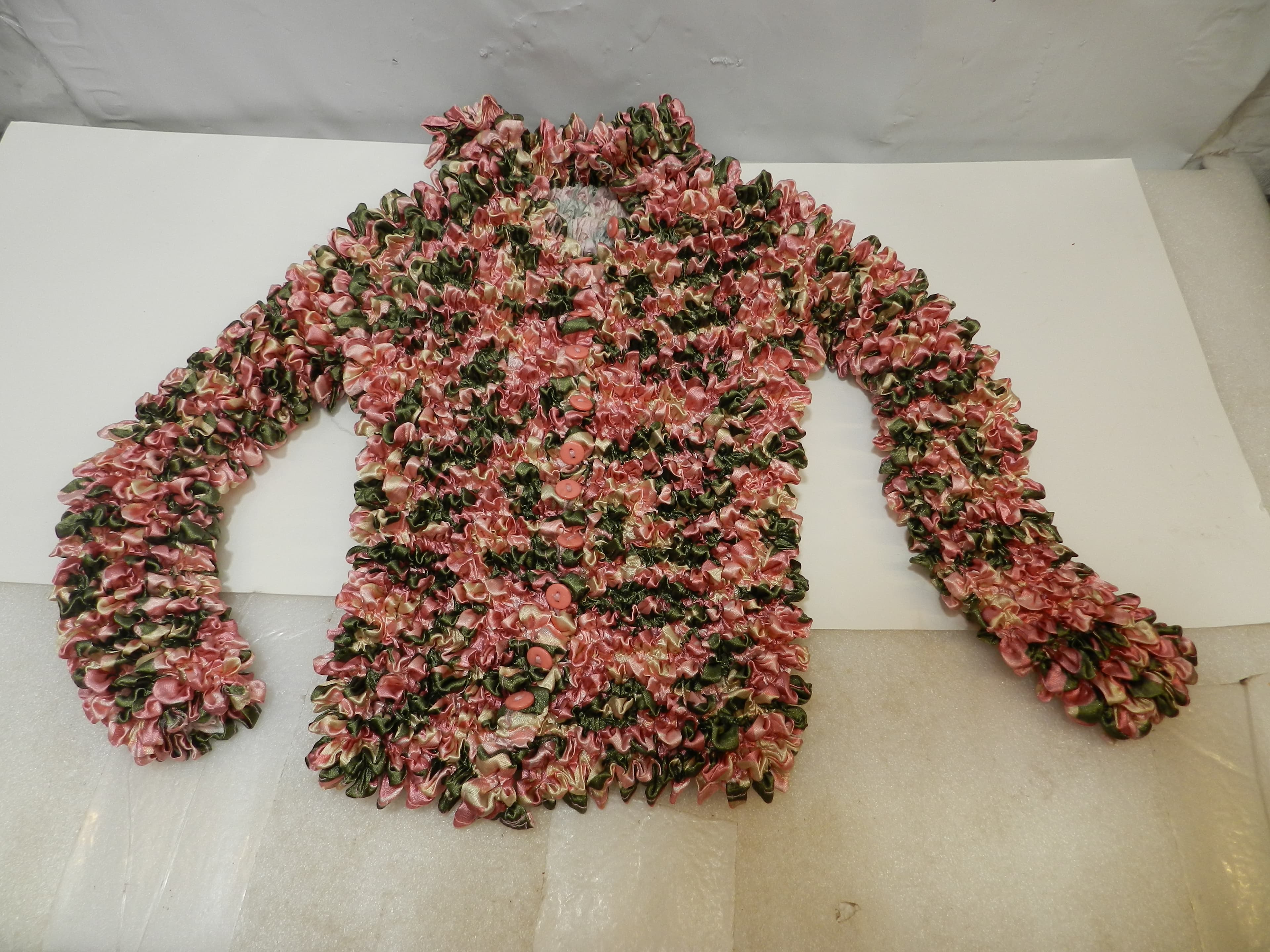 3 Womens One Size Bubble Popcorn Scrunched Stretch Shirt Top Cardigan (O47J) - Thumbnail 5