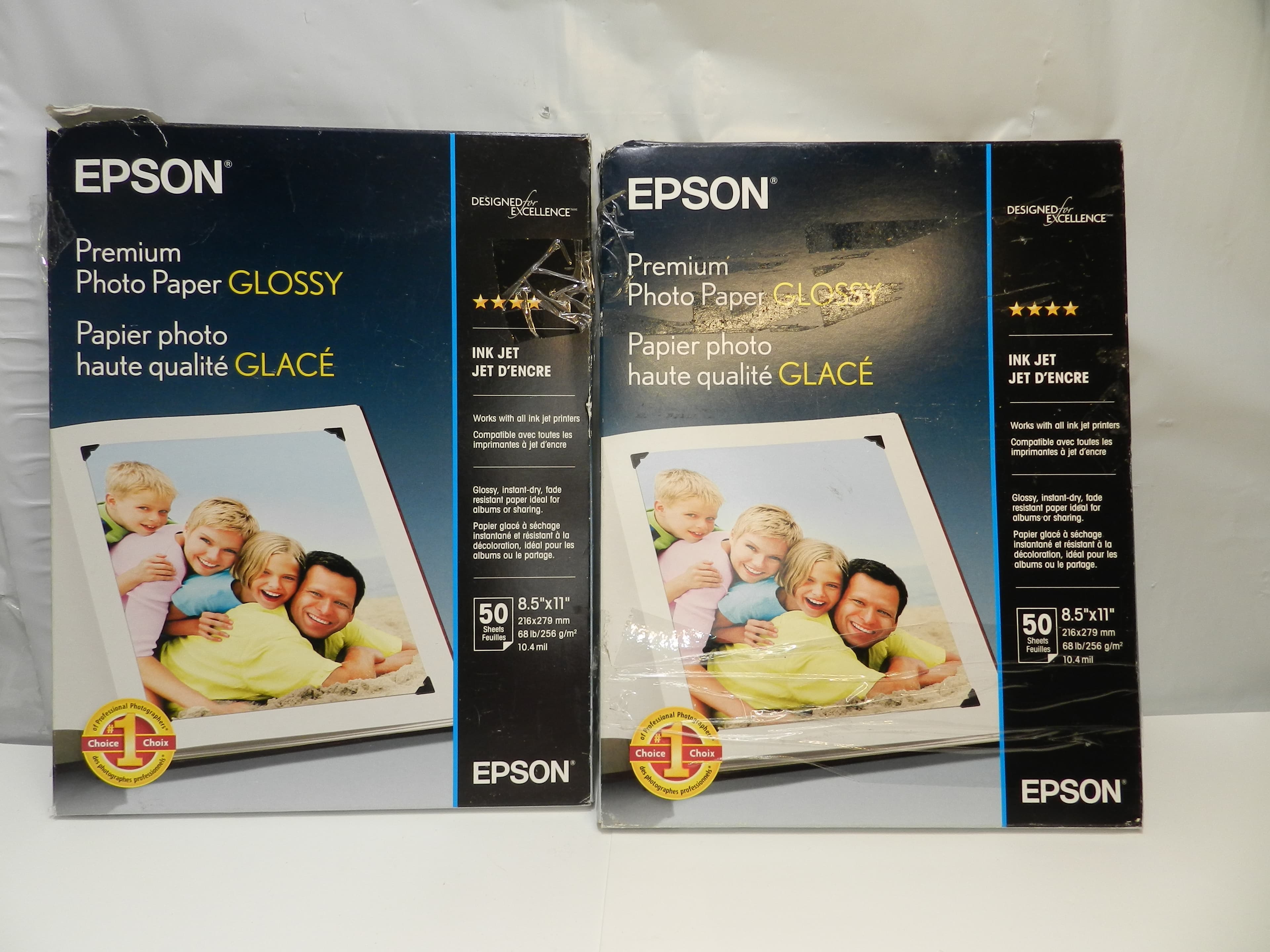 2 Epson Premium Glossy Photo Paper 8.5" x 11” 100 Total Sheet Packs - NEW (O51K)
