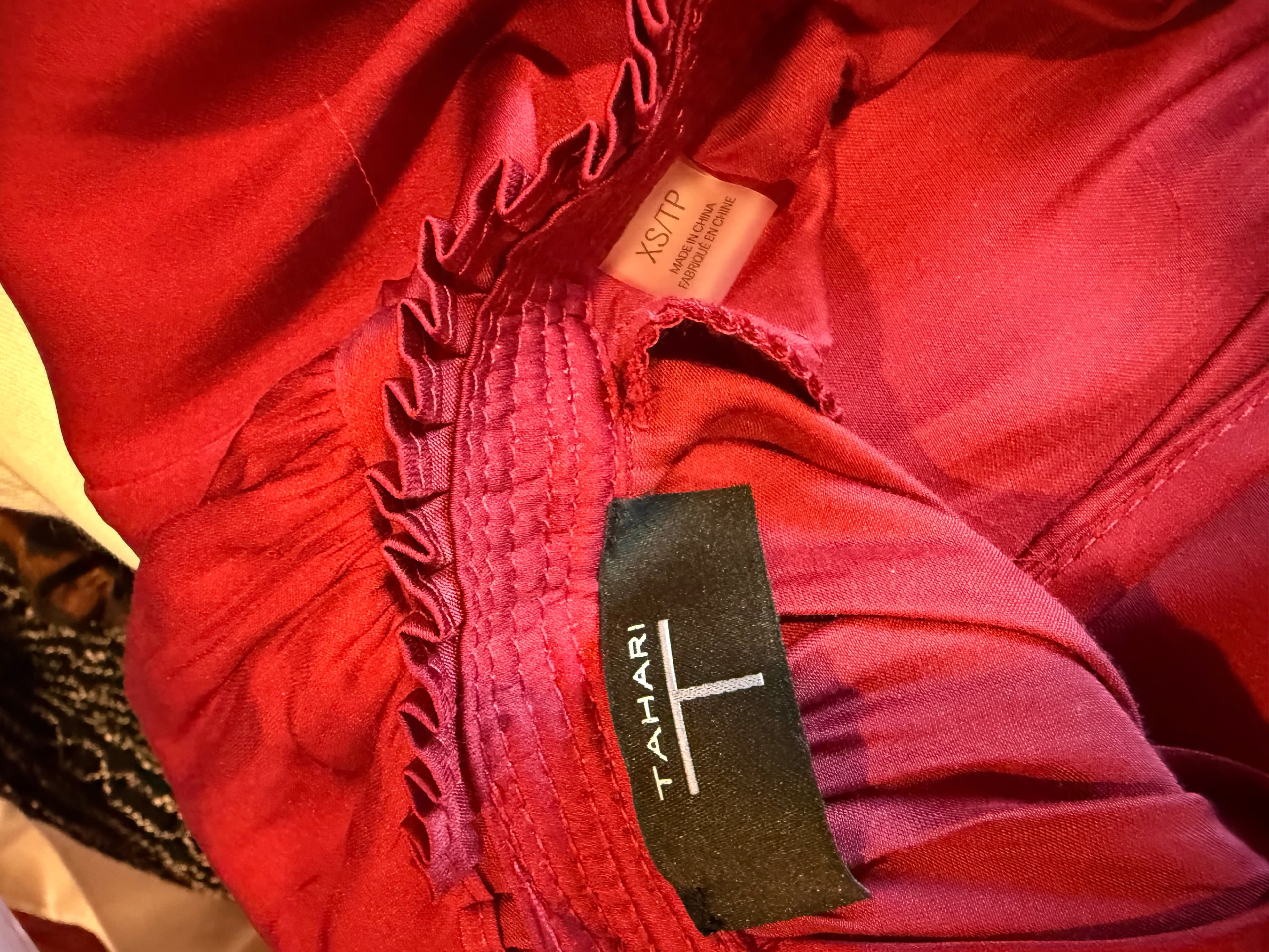 Tahari Red Long Sleeve Blouse XS - Thumbnail 2