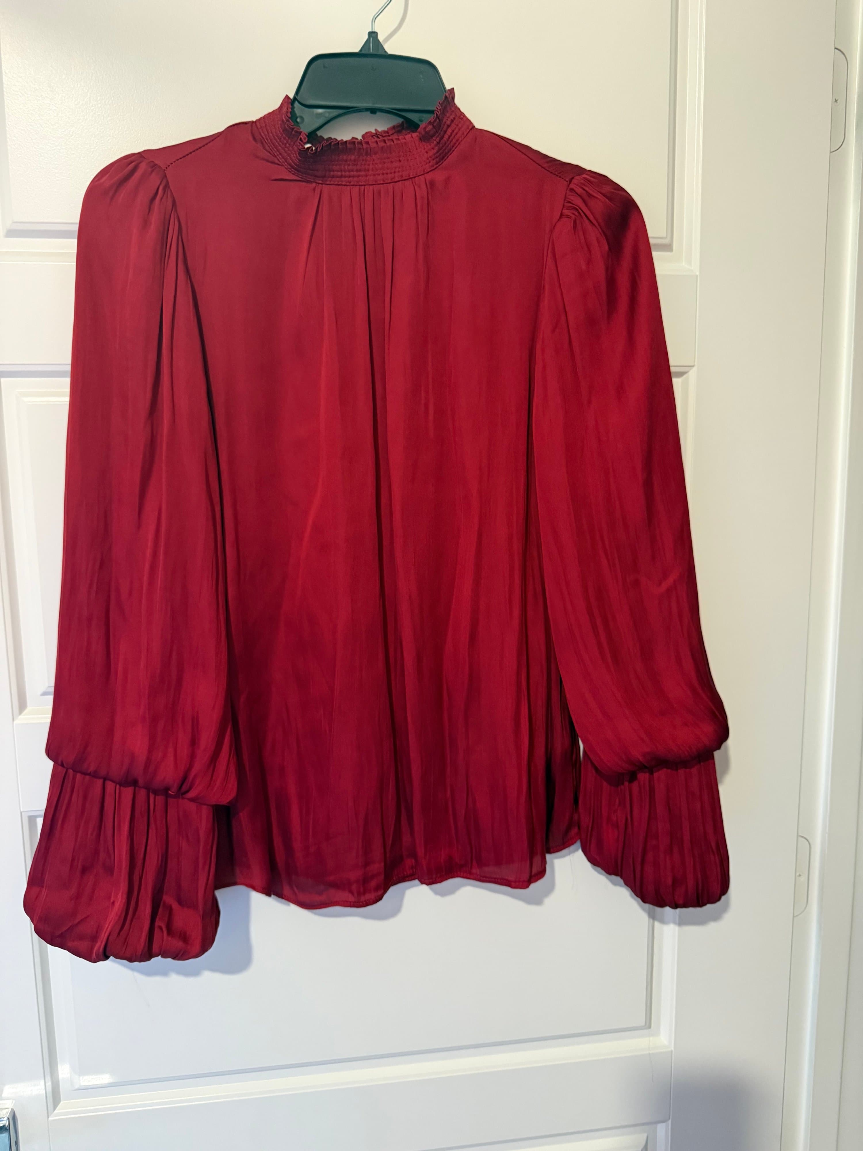 Tahari Red Long Sleeve Blouse XS - Thumbnail 3