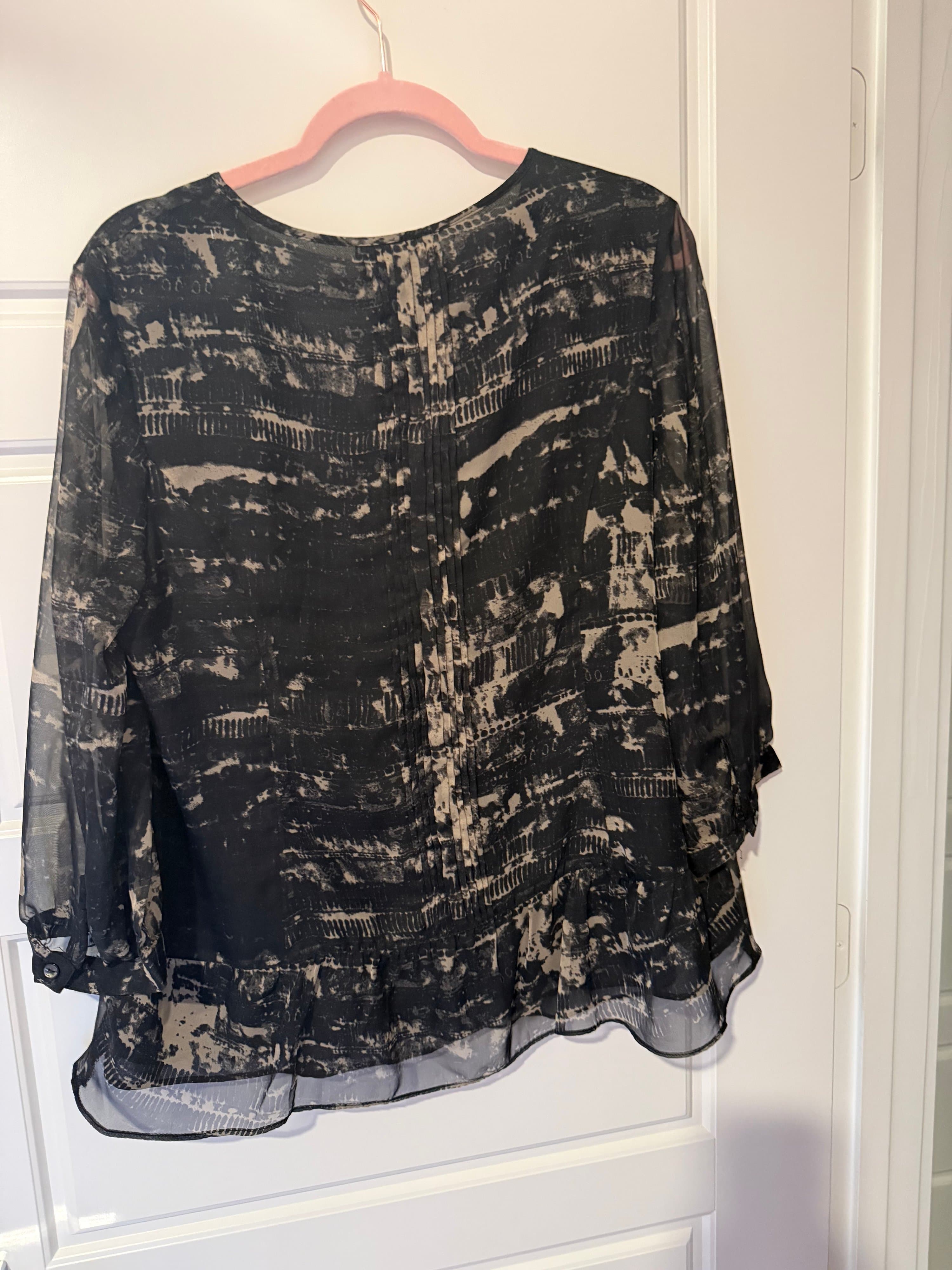 Coldwater Creek Women's Blouse Size L 14 Black Patterned - Thumbnail 3