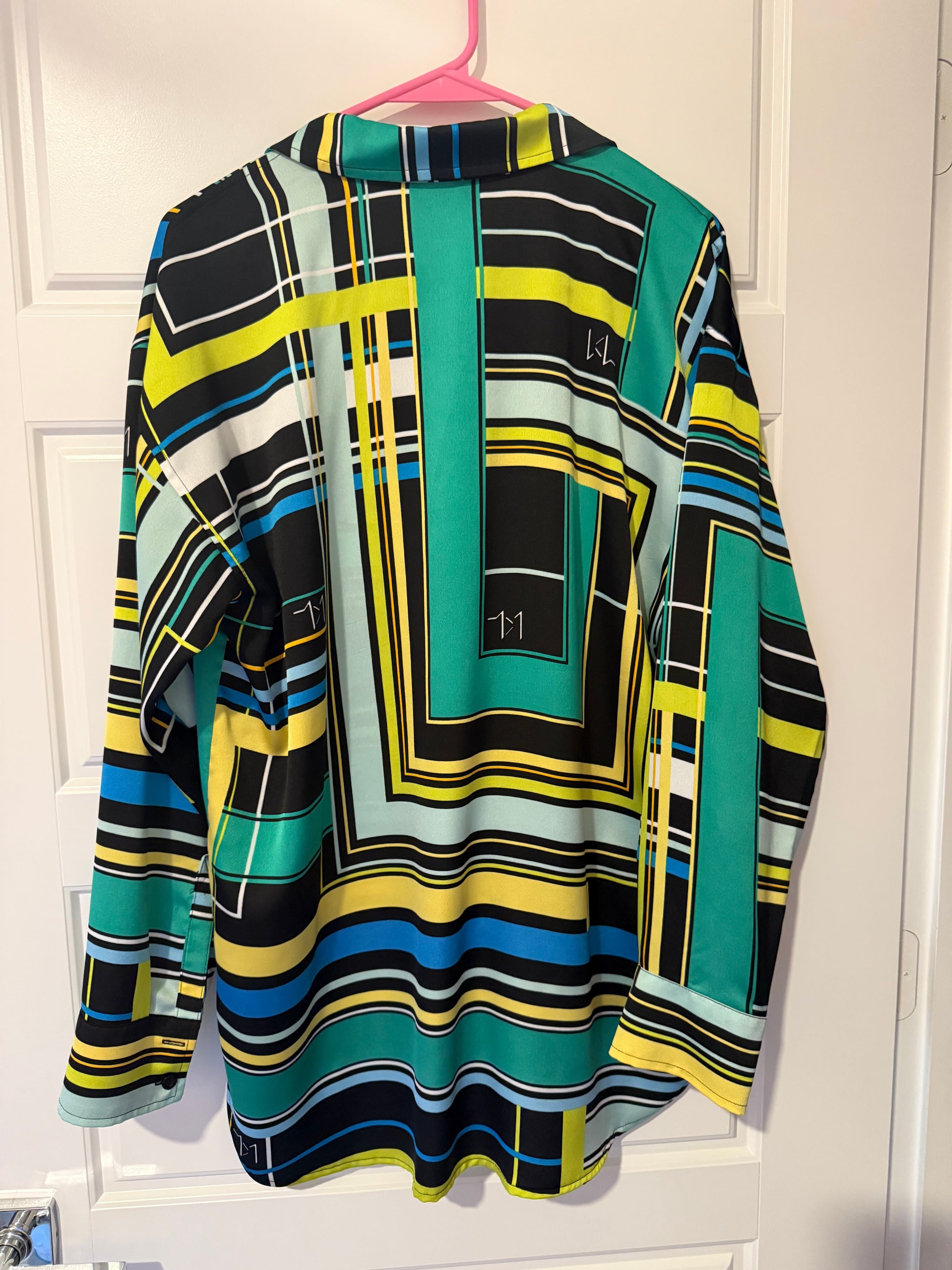 Karl Lagerfeld Multicolor Geometric Button-Up Shirt M - Thumbnail 4