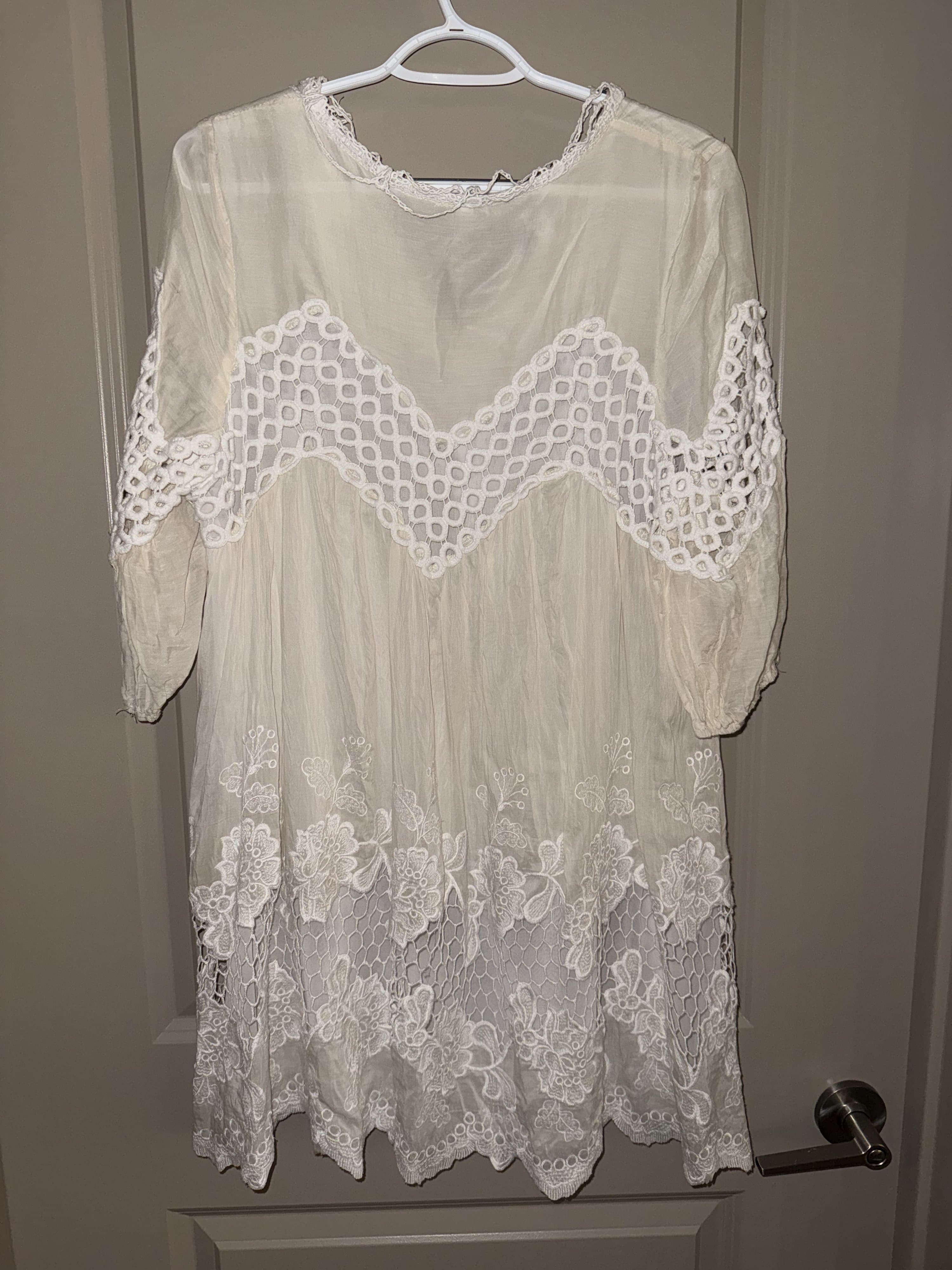 Mollorerio Lace Detail Boho Dress Size M - Thumbnail 2