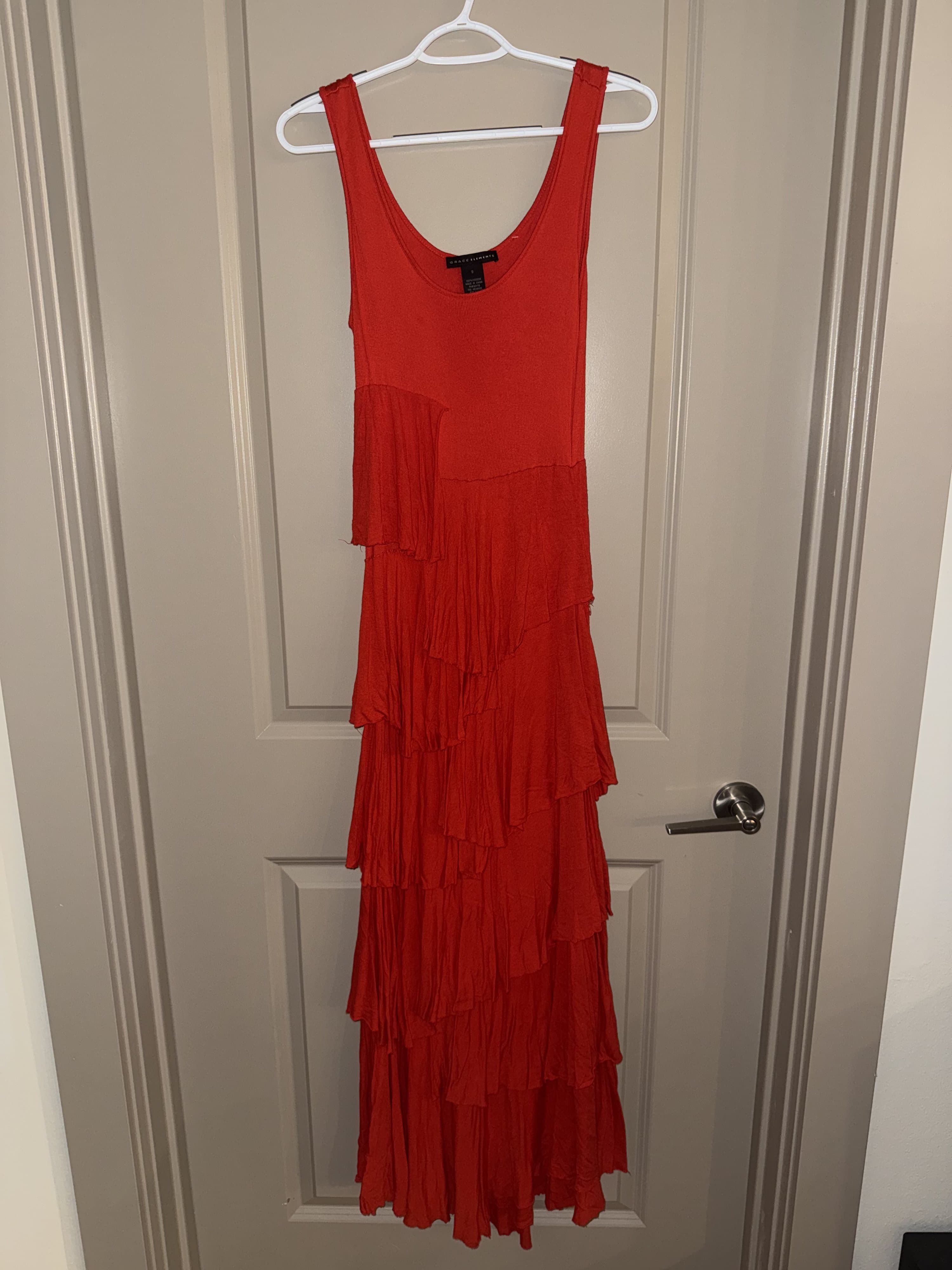 Grace Elements Red Tiered Maxi Dress Size S