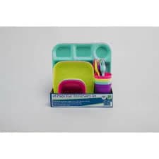Your Zone Kids Dinnerware Set  24-Piece Plastic Plates  Bowls  Cups & Utensils  Multicolor - Thumbnail 8