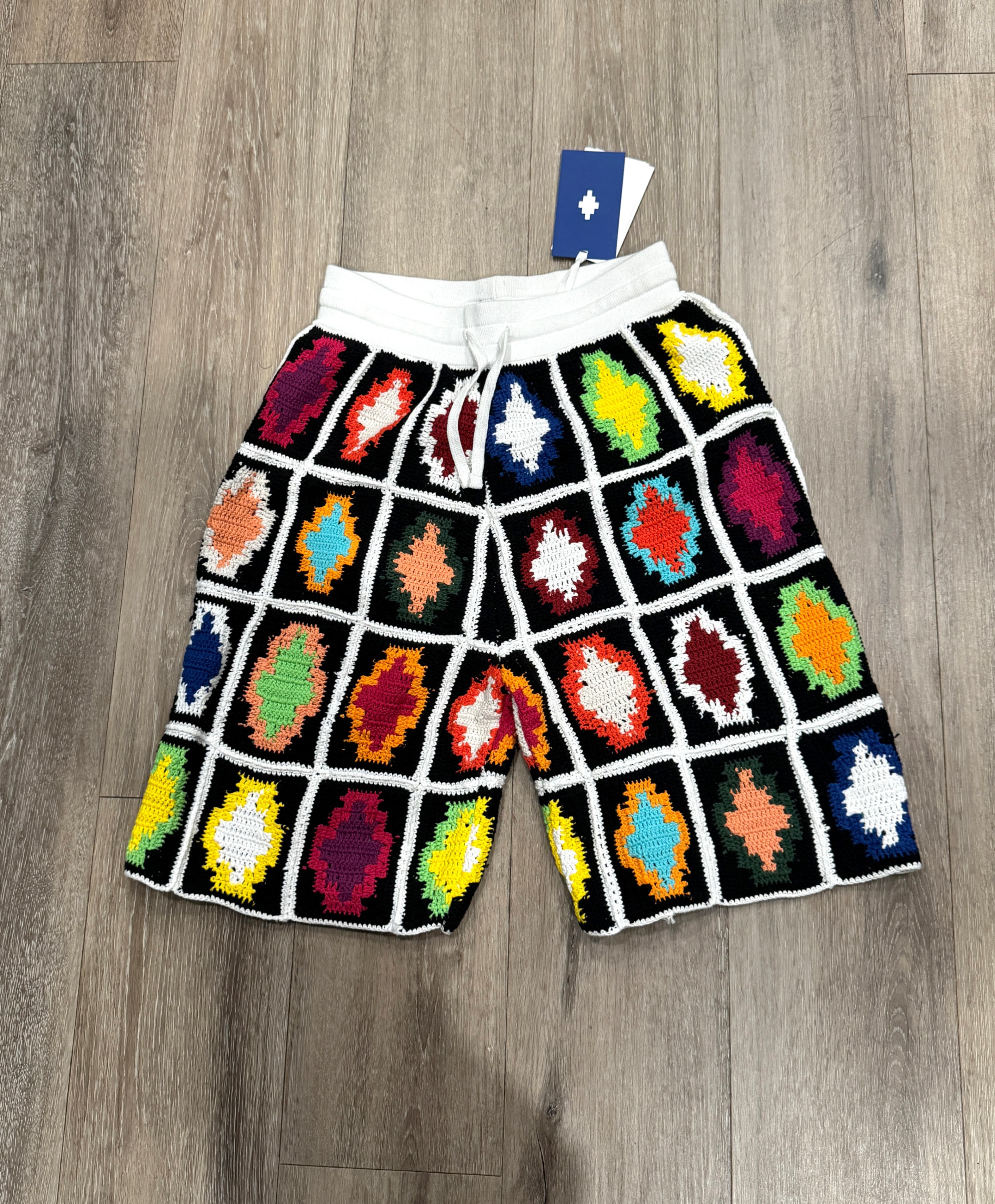 Marcelo Burlon County of Milan Macramé Cross Knit Patchwork Shorts