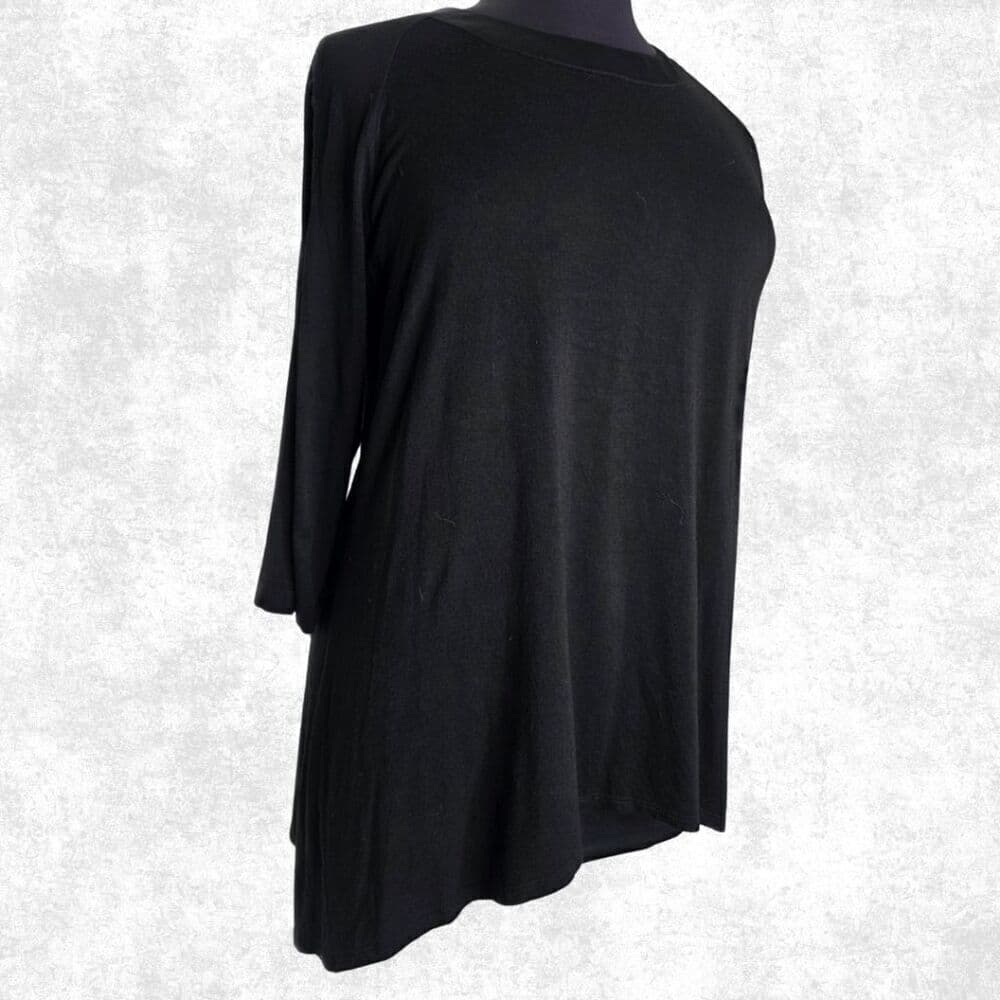 Lane Bryant Black Tunic w/ Satin Trim Collar – Size 14/16 - Thumbnail 8