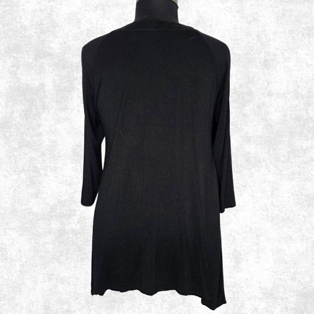 Lane Bryant Black Tunic w/ Satin Trim Collar – Size 14/16 - Thumbnail 2