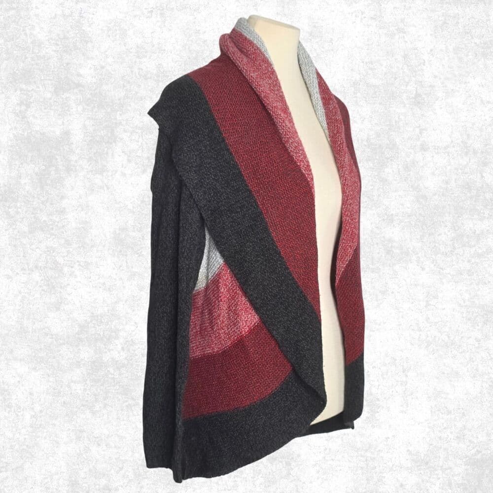 New Direction Striped Open Front Cardigan – Size M – Gothcore / Cozy Academia - Thumbnail 3
