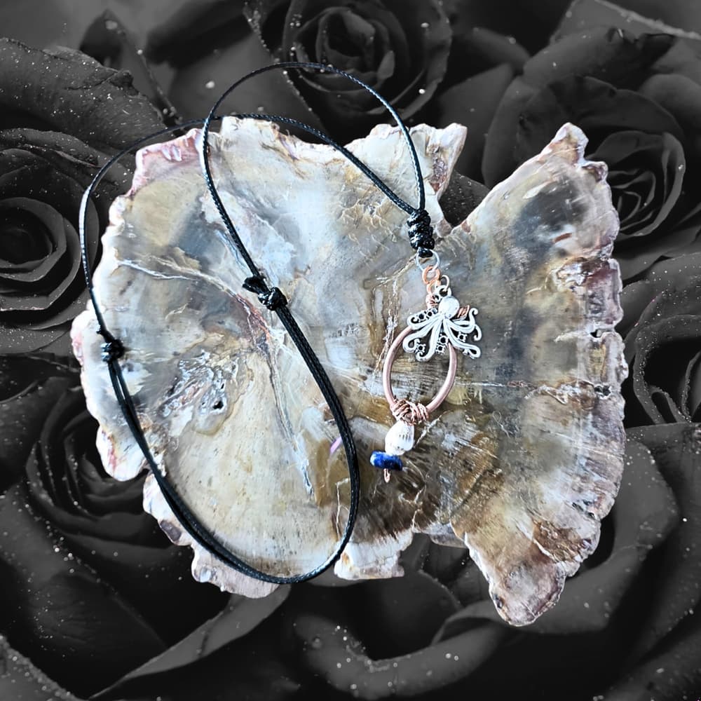 Mystic Copper-Wrapped Octopus & Lapis Lazuli Necklace - Thumbnail 2