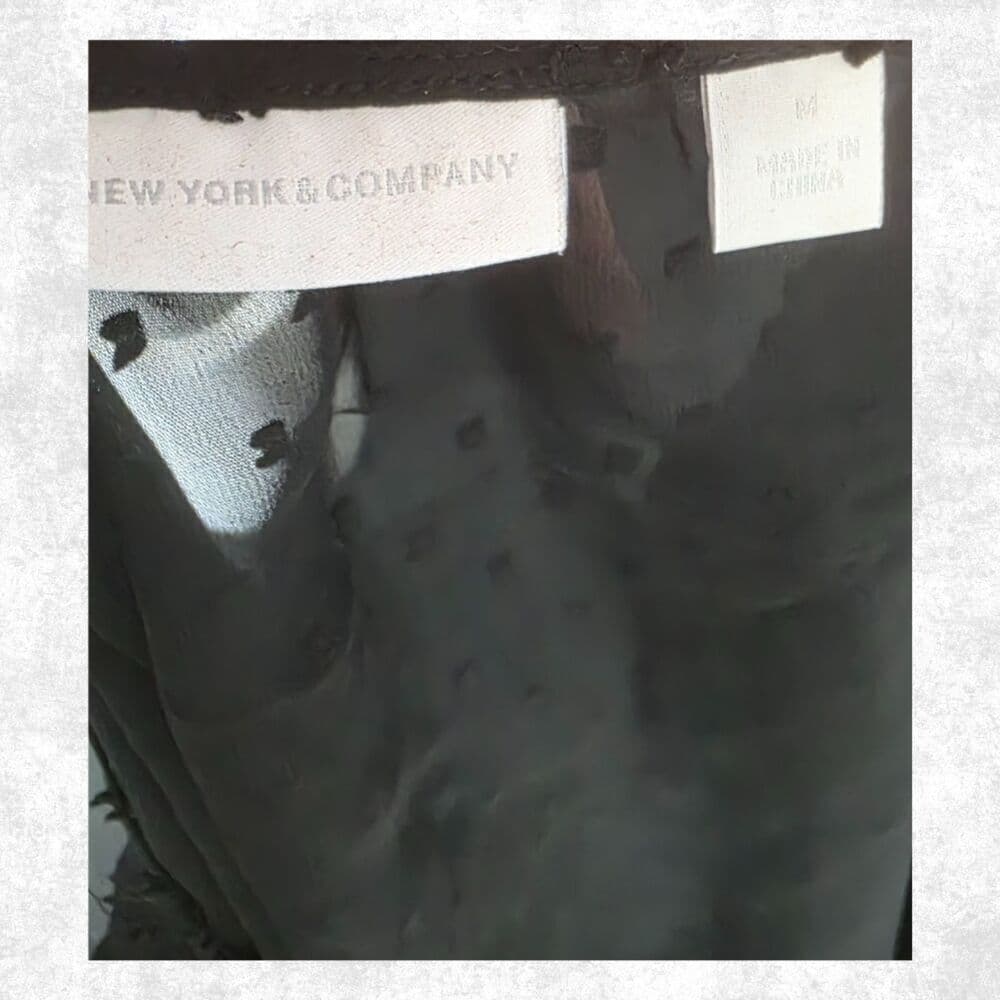Black Sheer Swiss Dot New York & Company Size M Wednesday Addams Dark Academia