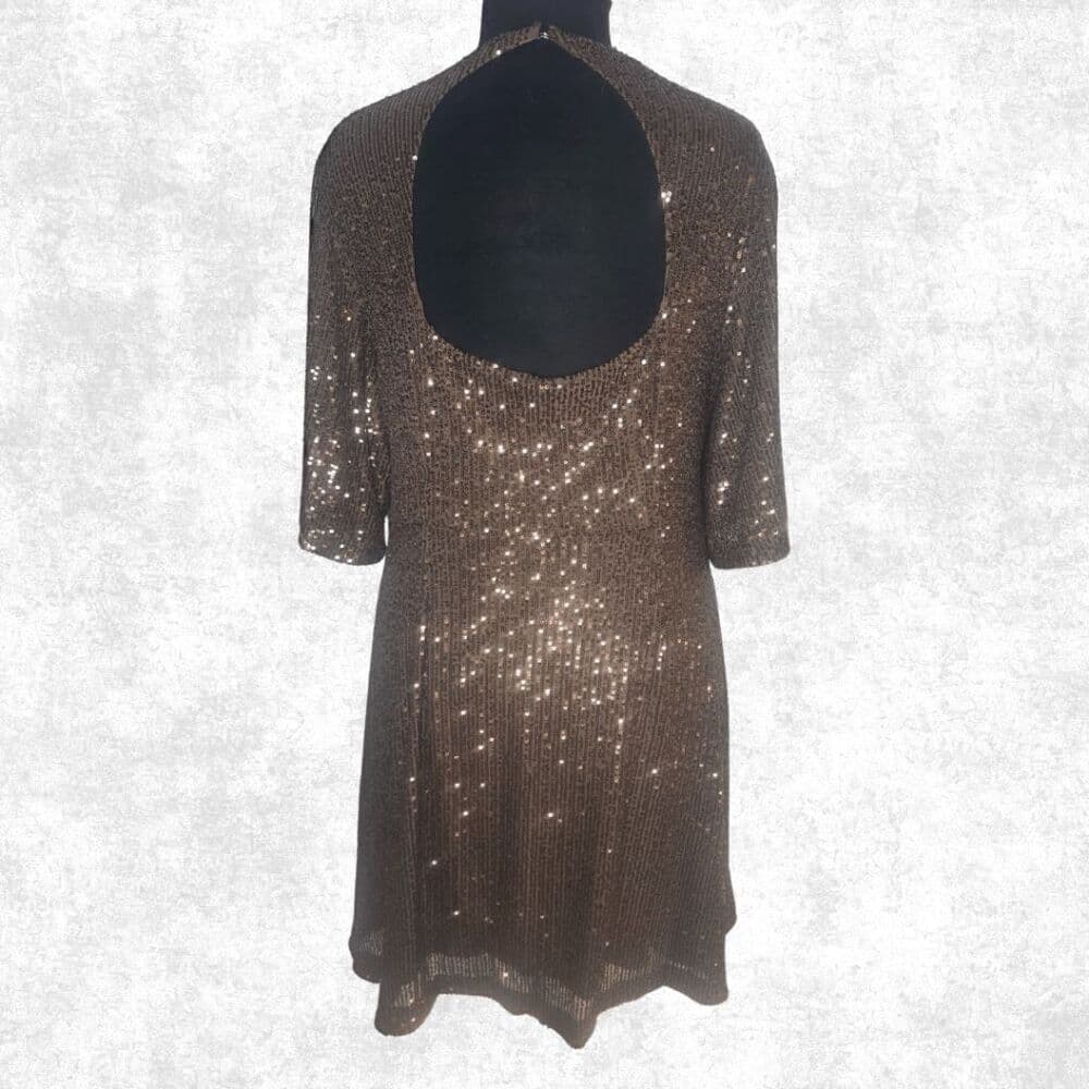 Old Navy Sequin Tunic Dress Top Black Bronze XXL Plus Size Sparkle Party Shirt / - Thumbnail 3