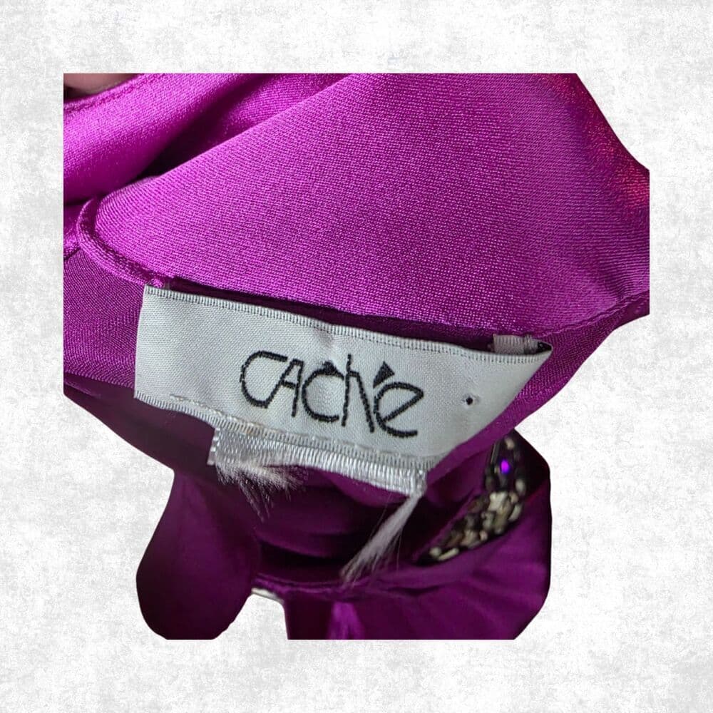 Cache Satin Magenta Embellished Halter Top Medium Glam Clubwear Y2K Party Vibe - Thumbnail 6