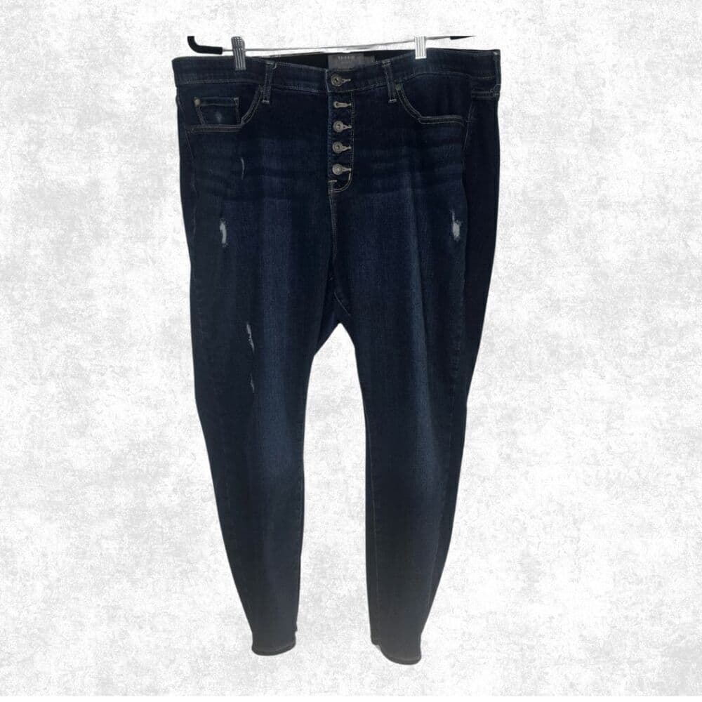 Torrid 22S Premium Stretch Skinny Jeans – Dark Wash Distressed Button Fly Plus S - Thumbnail 5