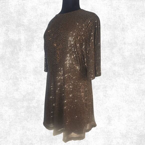 Old Navy Sequin Tunic Dress Top Black Bronze XXL Plus Size Sparkle Party Shirt / - Thumbnail 7
