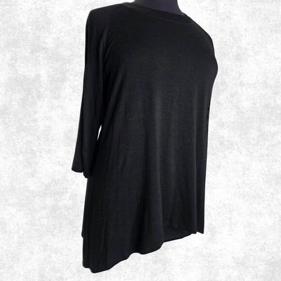 Lane Bryant Black Tunic w/ Satin Trim Collar – Size 14/16 - Thumbnail 9