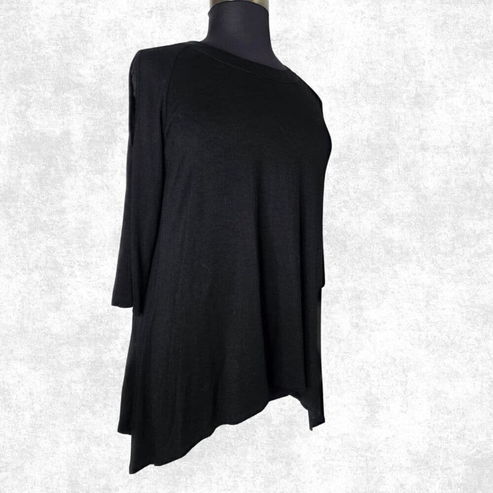Lane Bryant Black Tunic w/ Satin Trim Collar – Size 14/16 - Thumbnail 5