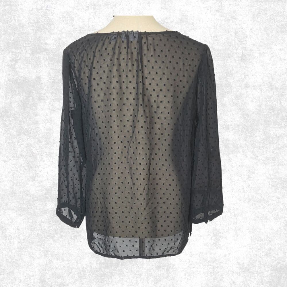 Black Sheer Swiss Dot New York & Company Size M Wednesday Addams Dark Academia - Thumbnail 3