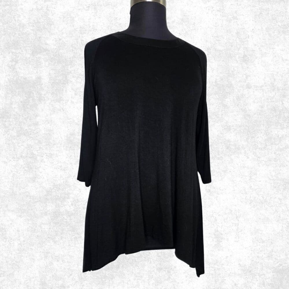 Lane Bryant Black Tunic w/ Satin Trim Collar – Size 14/16 - Thumbnail 7