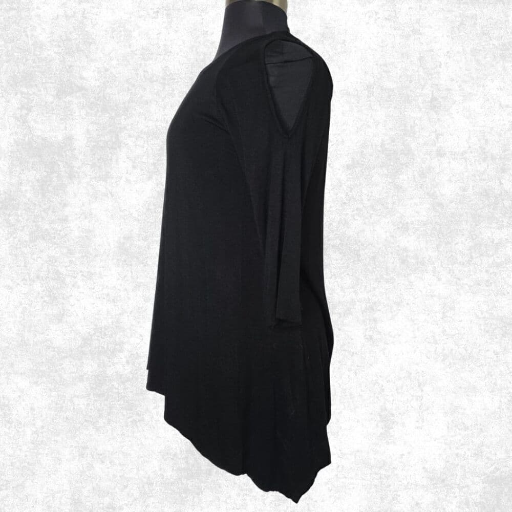 Lane Bryant Black Tunic w/ Satin Trim Collar – Size 14/16 - Thumbnail 6