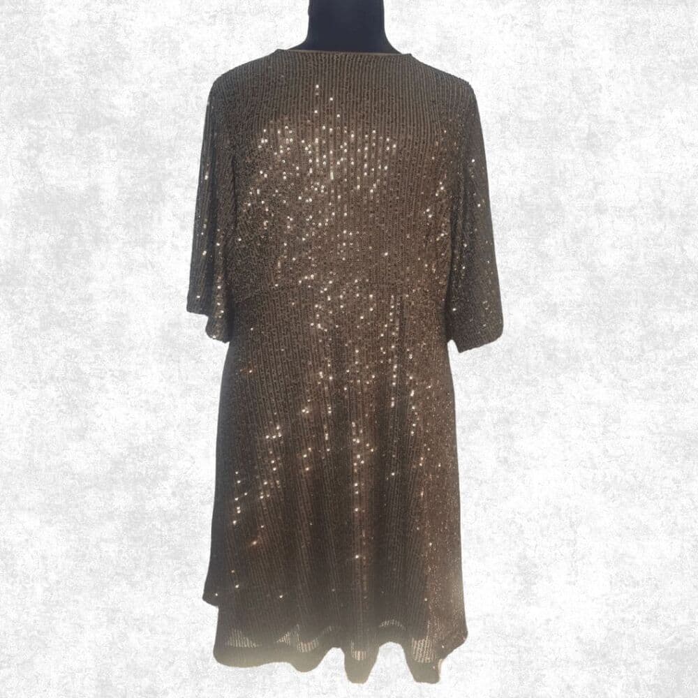 Old Navy Sequin Tunic Dress Top Black Bronze XXL Plus Size Sparkle Party Shirt / - Thumbnail 2