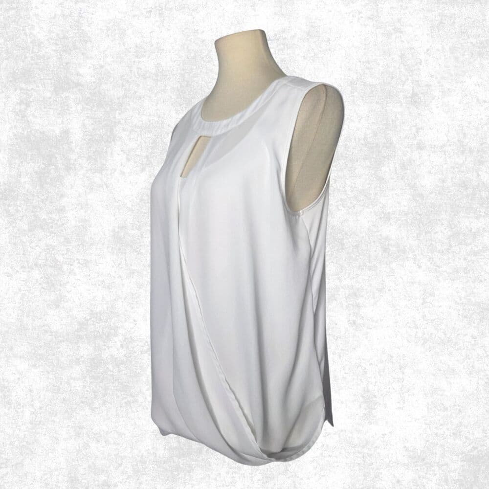 41 Hawthorn White Draped Blouse w/ Keyhole Front & Back Tie – Size M - Thumbnail 4