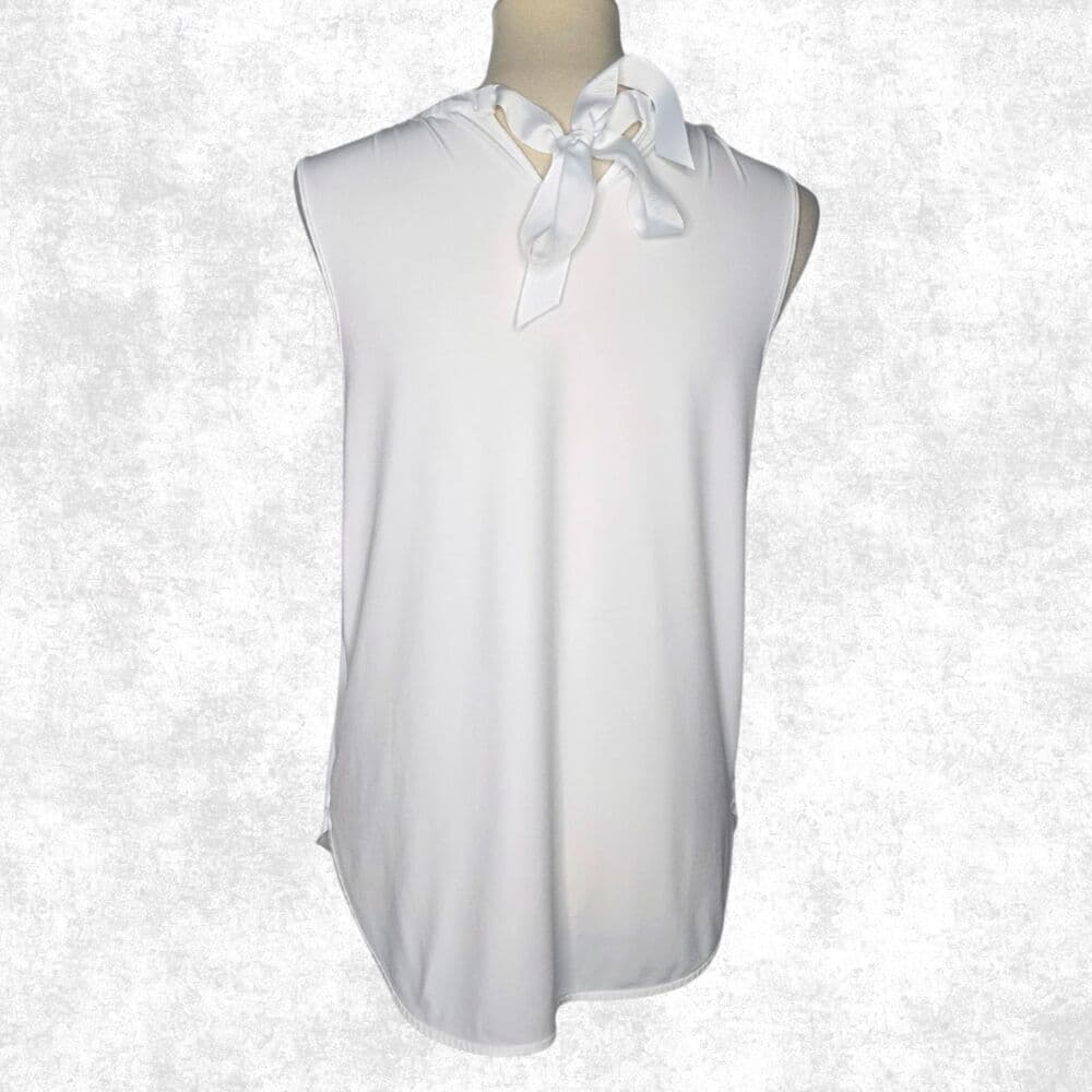 41 Hawthorn White Draped Blouse w/ Keyhole Front & Back Tie – Size M - Thumbnail 3