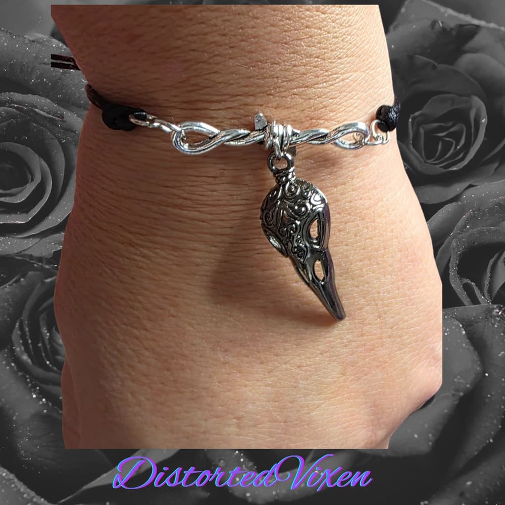 Barbed Wire Charm Bracelet – Cord Adjustable Gothic Talisman | Dark Feminine - Thumbnail 2