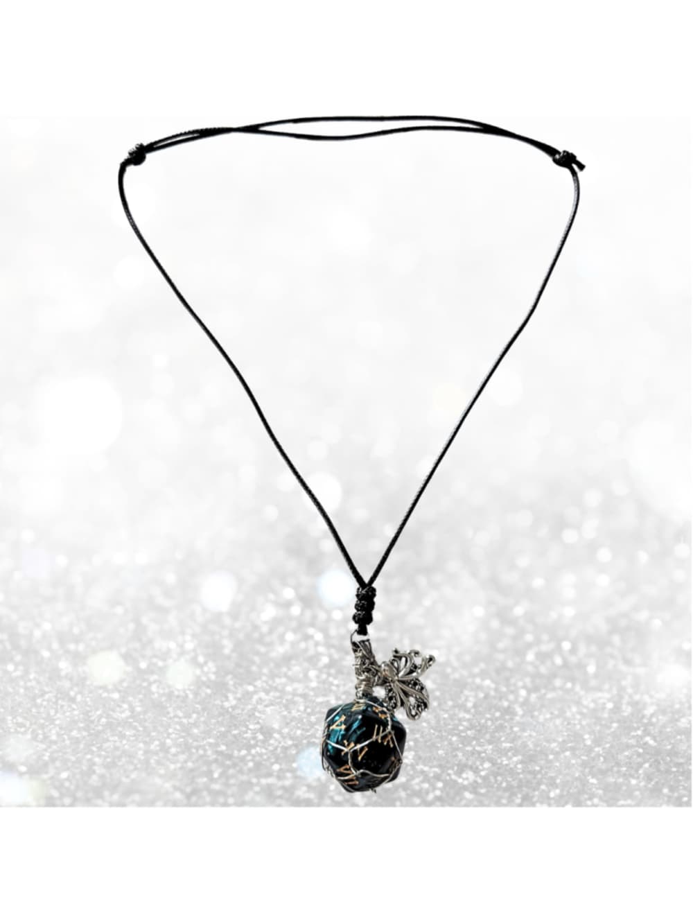 Kraken’s Grasp d12 Necklace – Custom Wire Wrapped Teal 12-Sided Die Pendant - Thumbnail 5