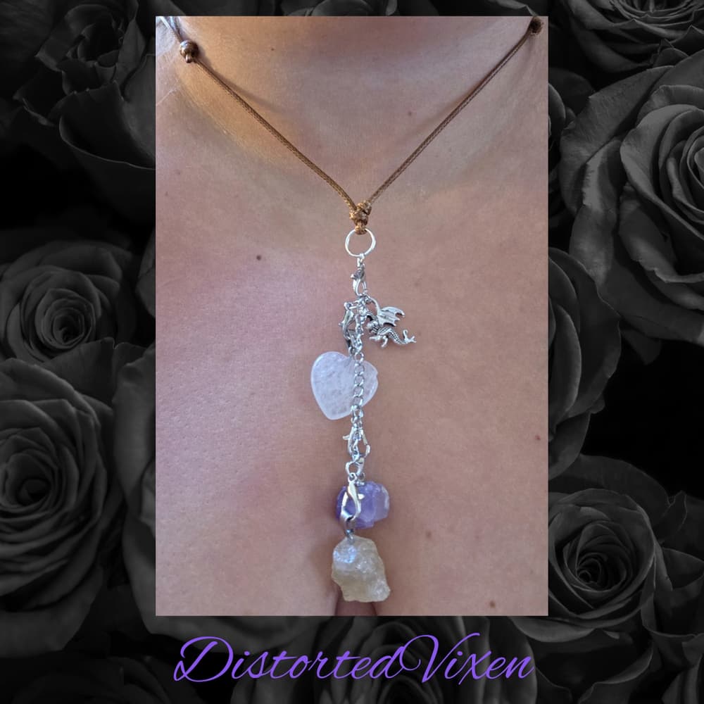 Amethyst, Citrine & Quartz Dragon Necklace – Fully Customizable Crystal Jewelry - Thumbnail 7