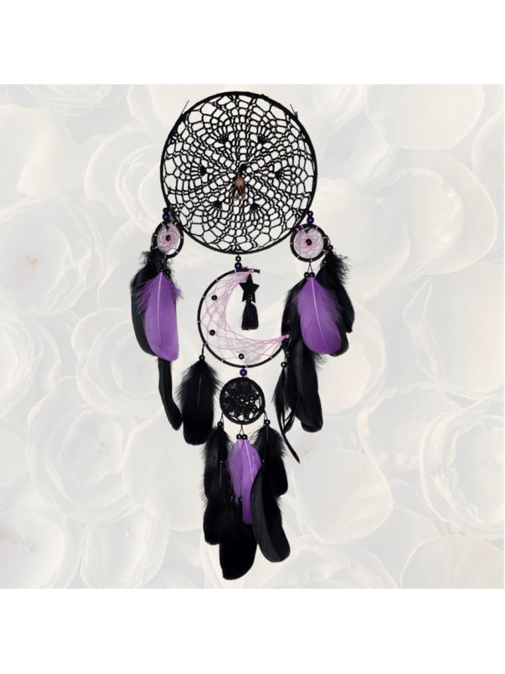 Gothic Moon Phase Dreamcatcher — Copper-Wrapped Banded Amethyst - Thumbnail 3