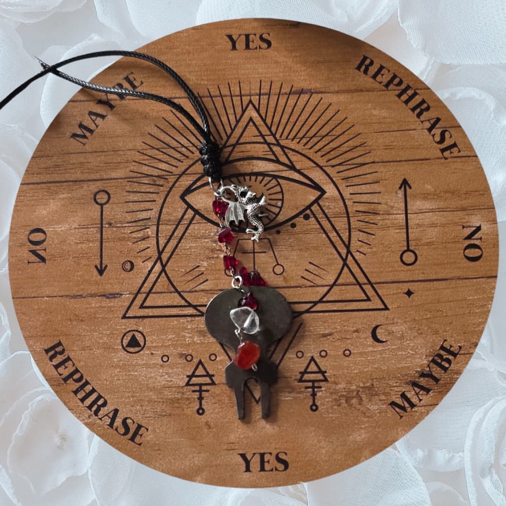 Antique Skeleton Key Necklace Clear Quartz & Carnelian - Gothic Dragon Talisman - Thumbnail 3