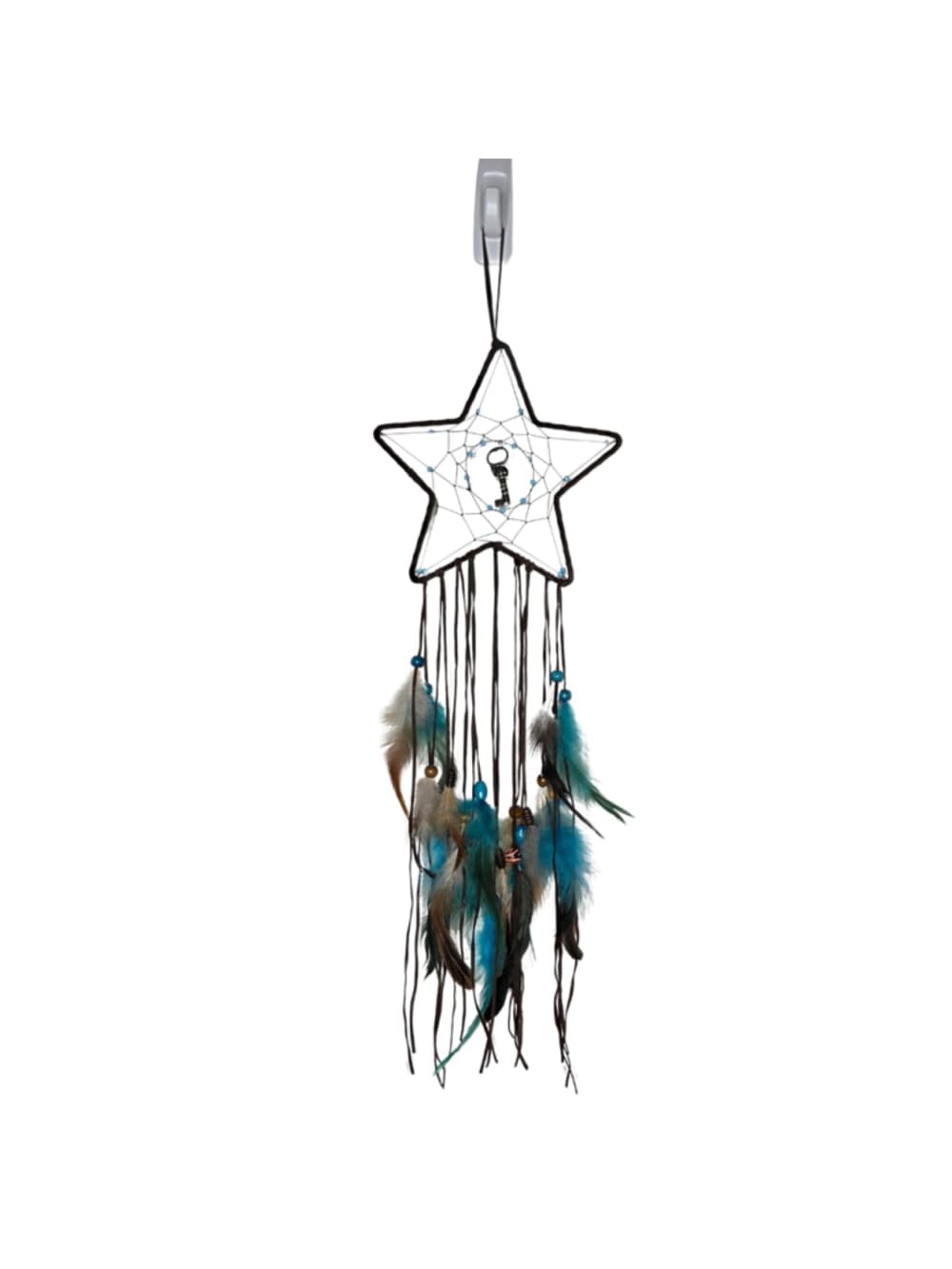 Goth Boho Star Dreamcatcher — Vintage Key & Snowflake Obsidian - Thumbnail 5