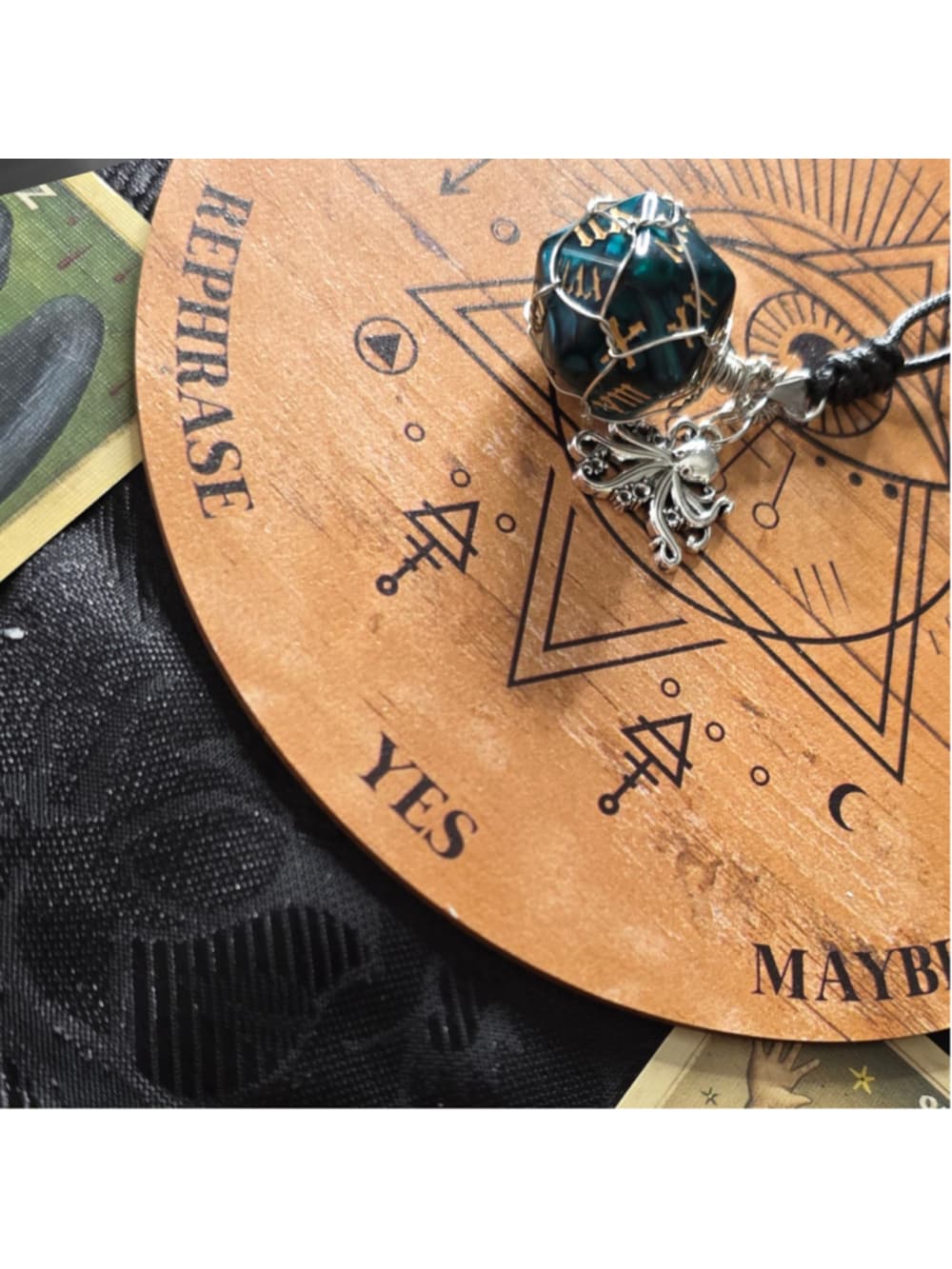 Kraken’s Grasp d12 Necklace – Custom Wire Wrapped Teal 12-Sided Die Pendant - Thumbnail 2