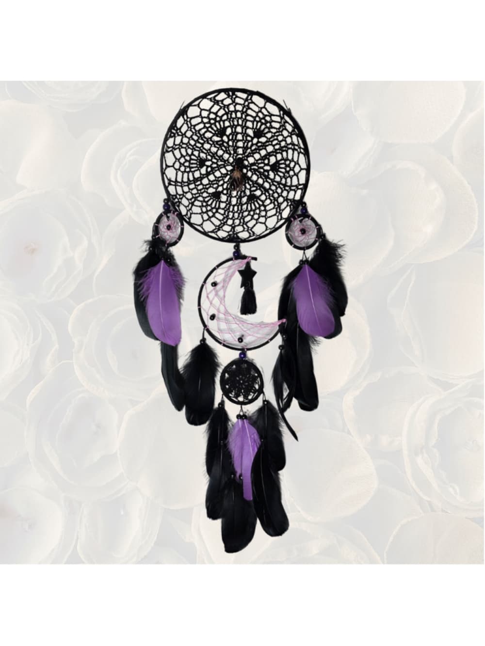 Gothic Moon Phase Dreamcatcher — Copper-Wrapped Banded Amethyst - Thumbnail 4