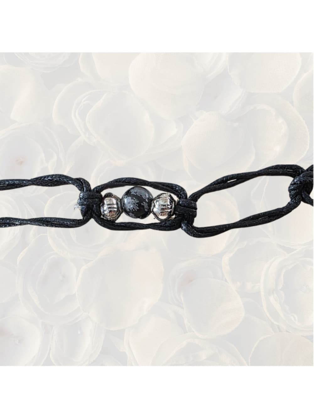 Snowflake Obsidian Crystal Anklet, Handmade Witchy Anklet, Boho Black Ankle Brac